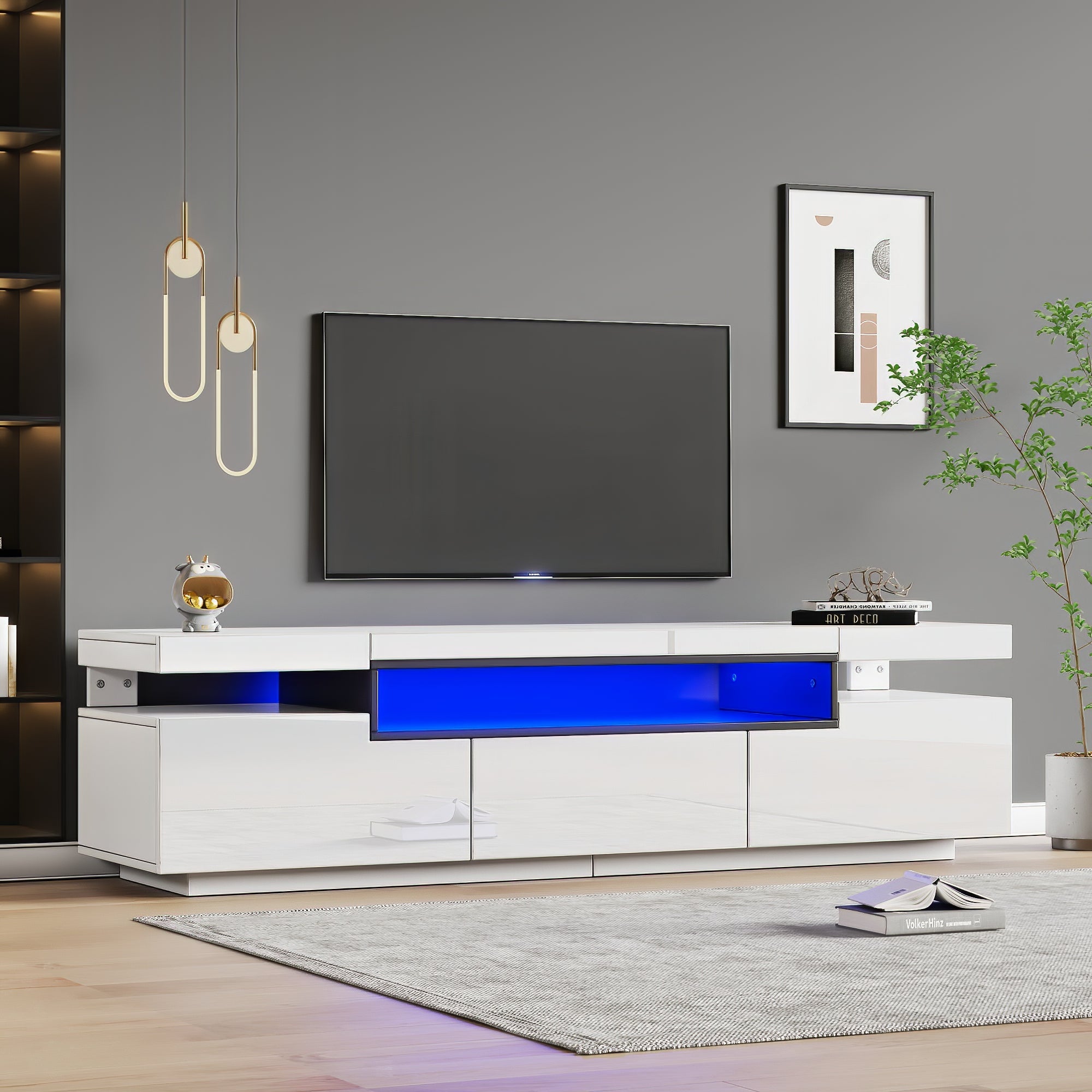 Logidon Elegant hoogglans TV-meubel wit 160x39x42cm met LED