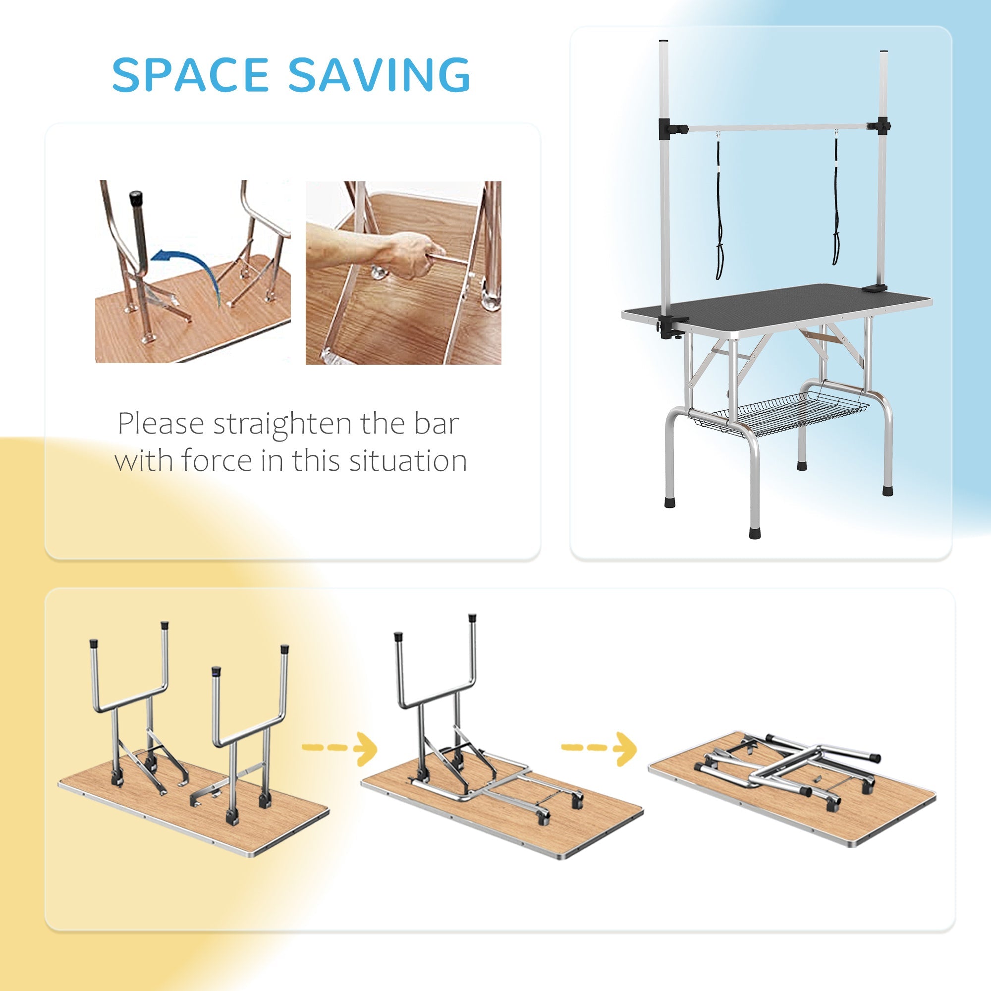 Logidon trimtafel in hoogte verstelbaar opklapbaar zwart 107x60x170cm