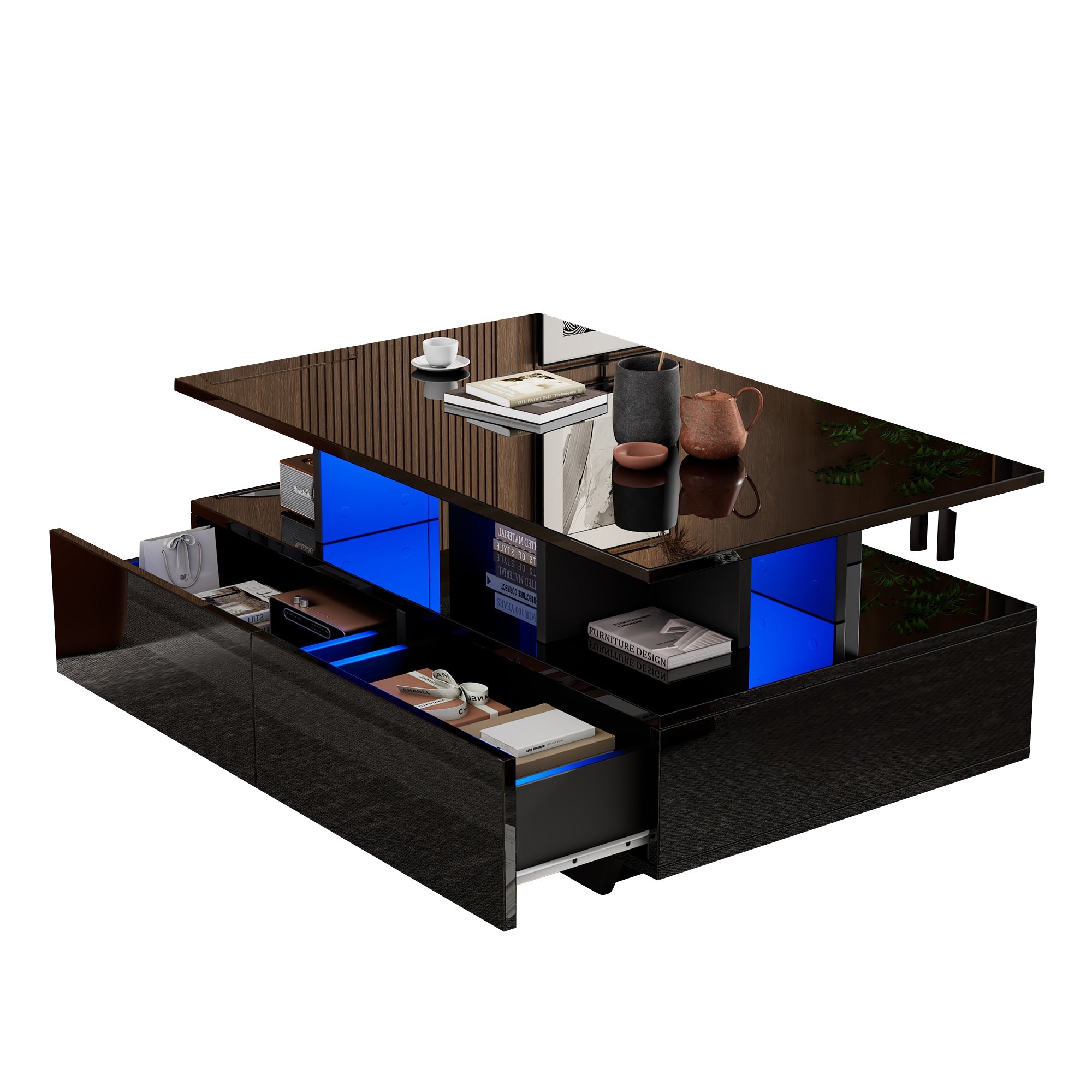 Logidon LED-verlichting salontafel met 2 lades 90x55x41 cm