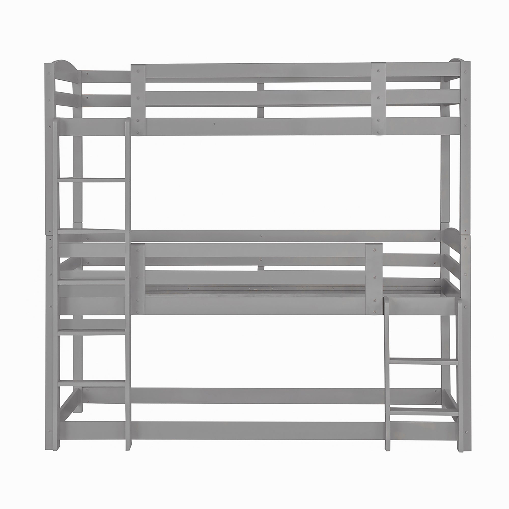 Logidon stapelbed 90x200 grijs hout driepersoonsbed kinderen