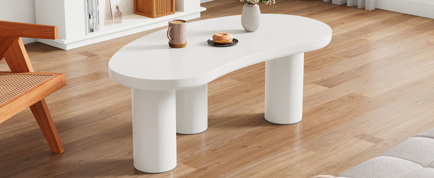 Logidon Witte halve maan salontafel 107x57x40,5 cm MDF en PVC