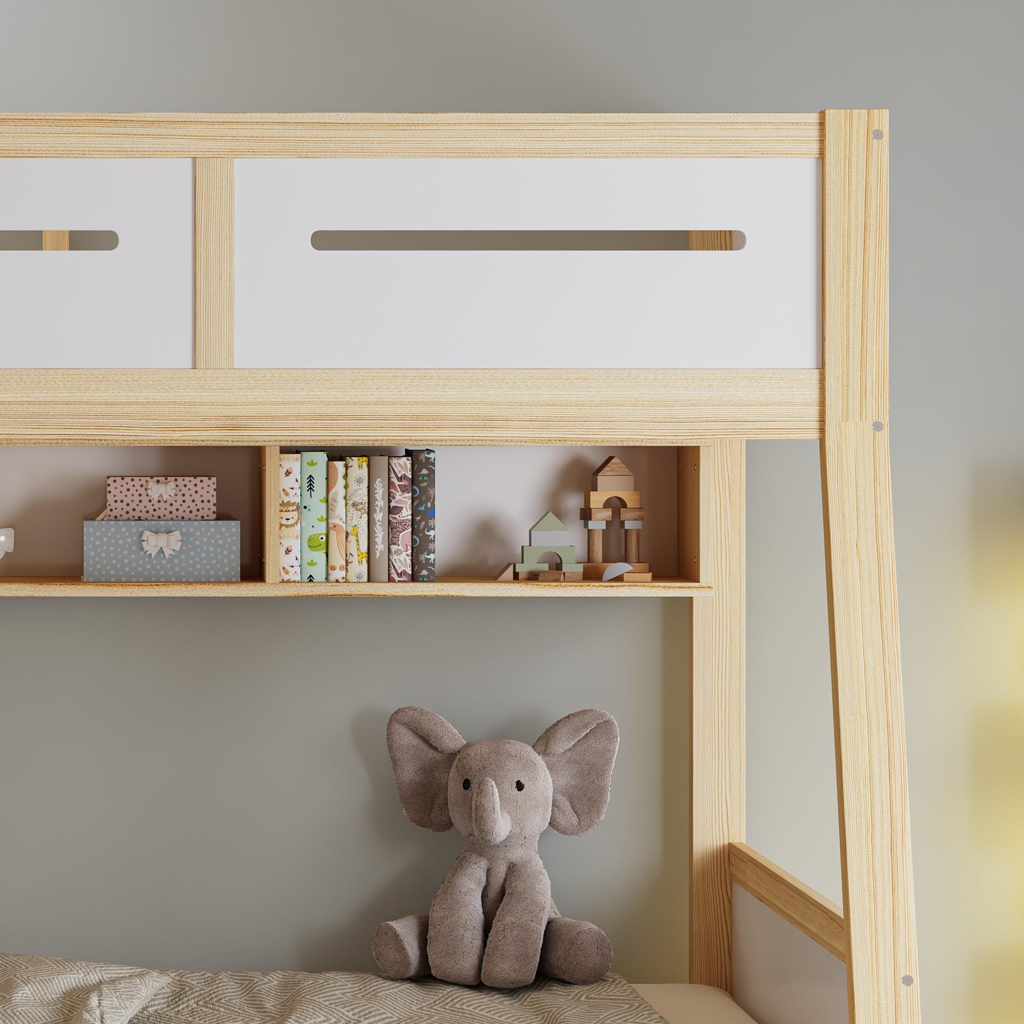 Logidon stapelbed met drie lades wit naturel 90x200 120x200