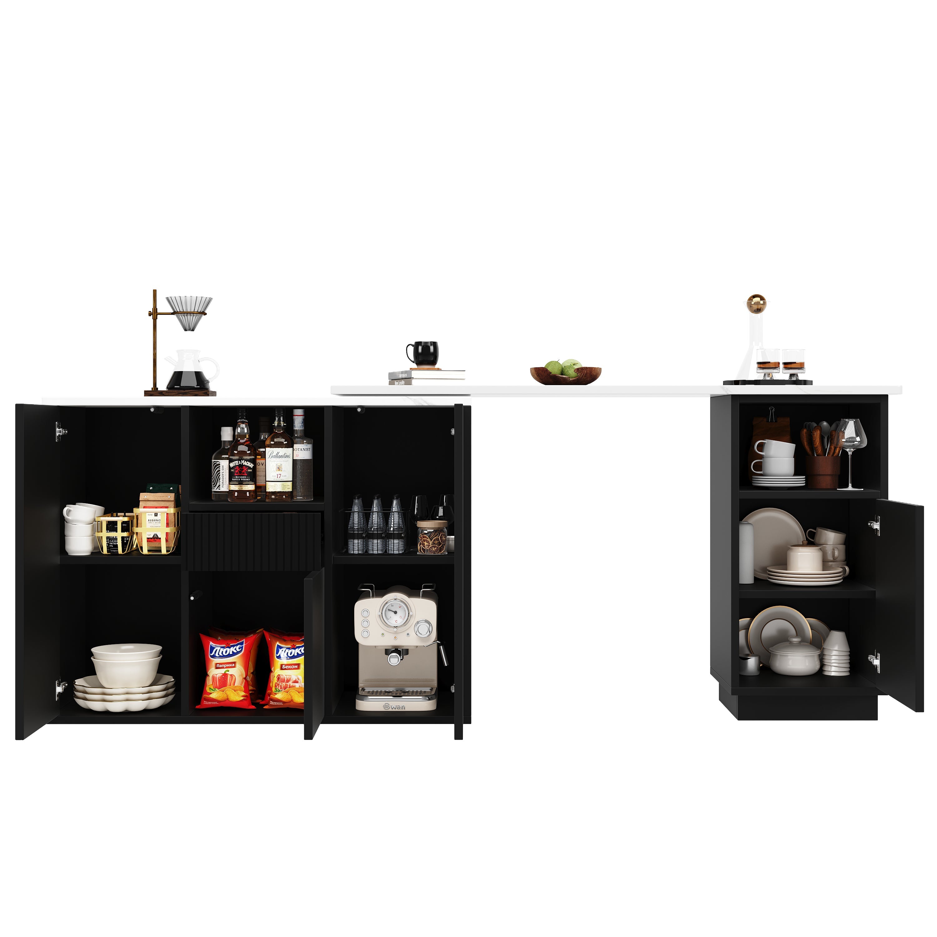 Logidon Draaibare Bartafel 360 Graden Zwart 210 x 30 x 100,9 cm
