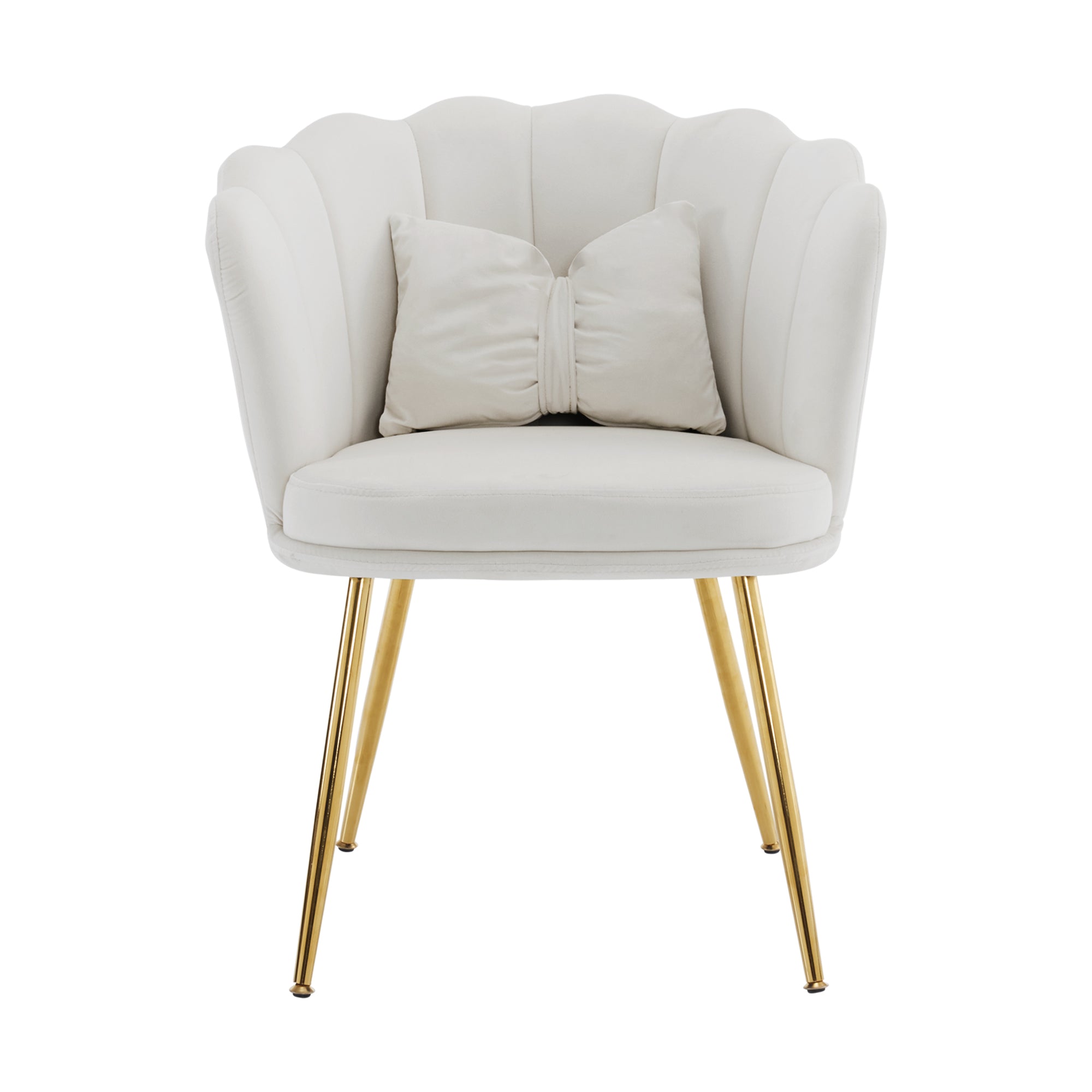Logidon Moderne Fluwelen Fauteuil Beige Met Gouden Poten