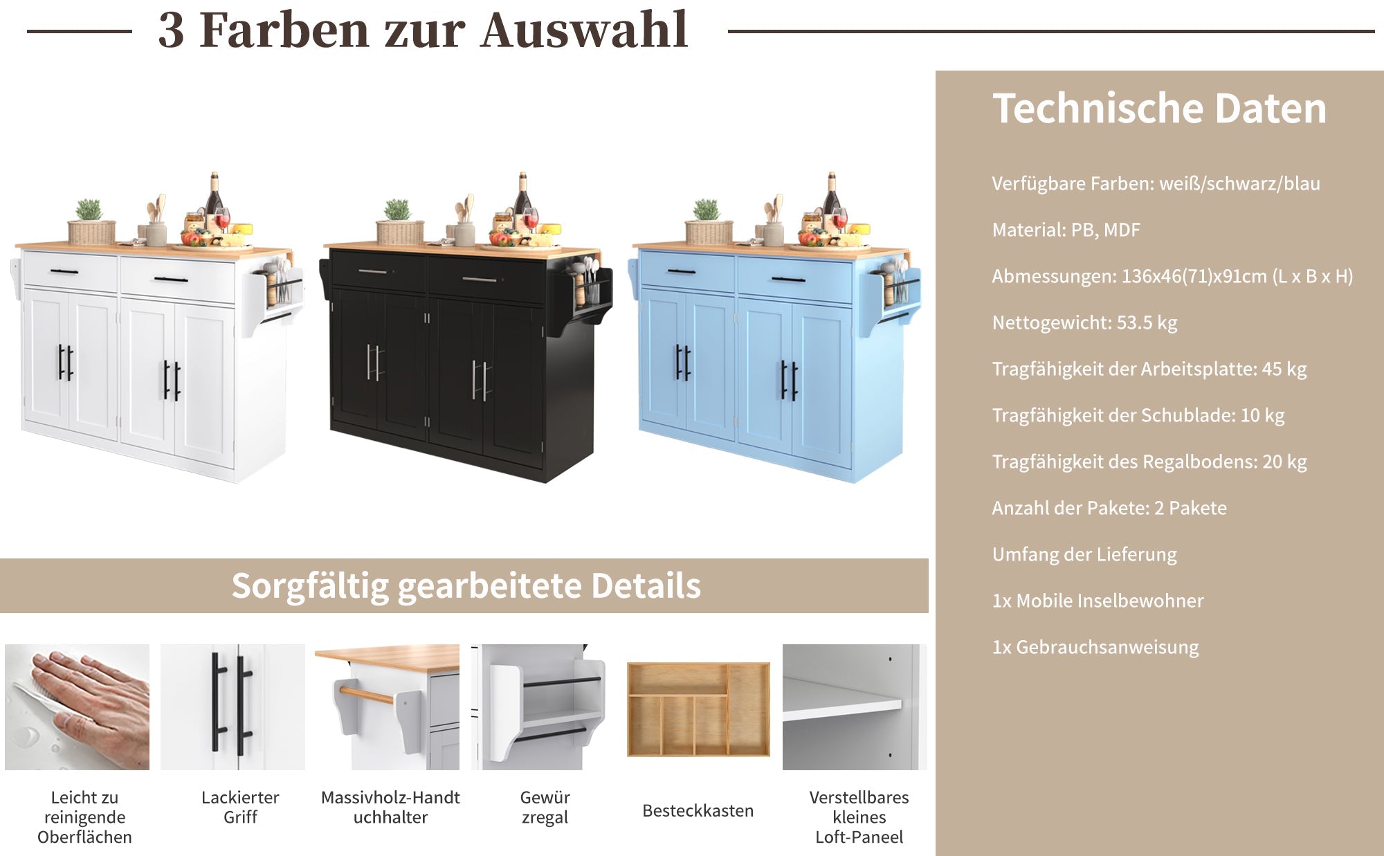 Logidon serving trolley with folding table top white 120x71x91 cm