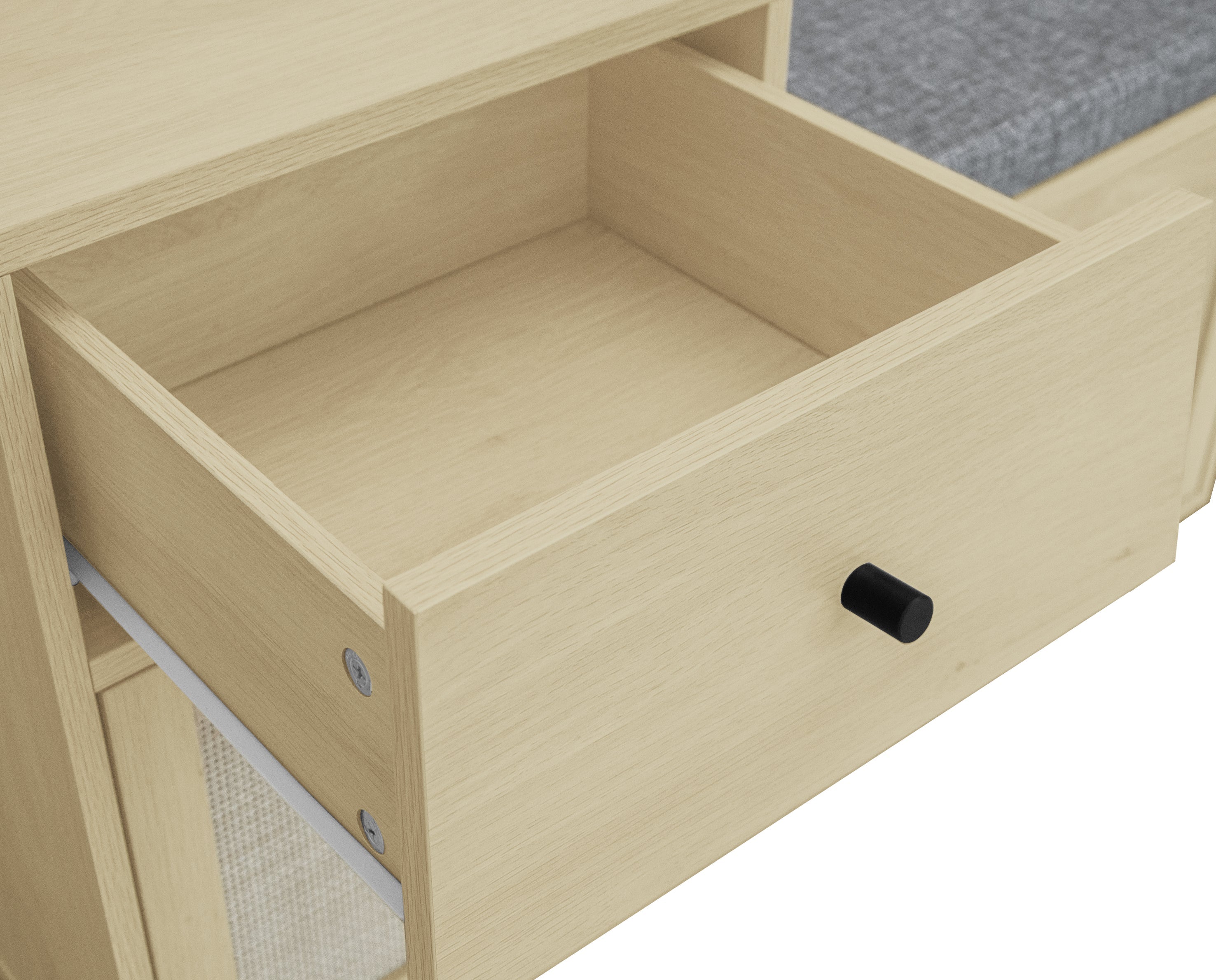 Logidon Boho shoe bench with rattan doors and drawer 90x35x65 cm