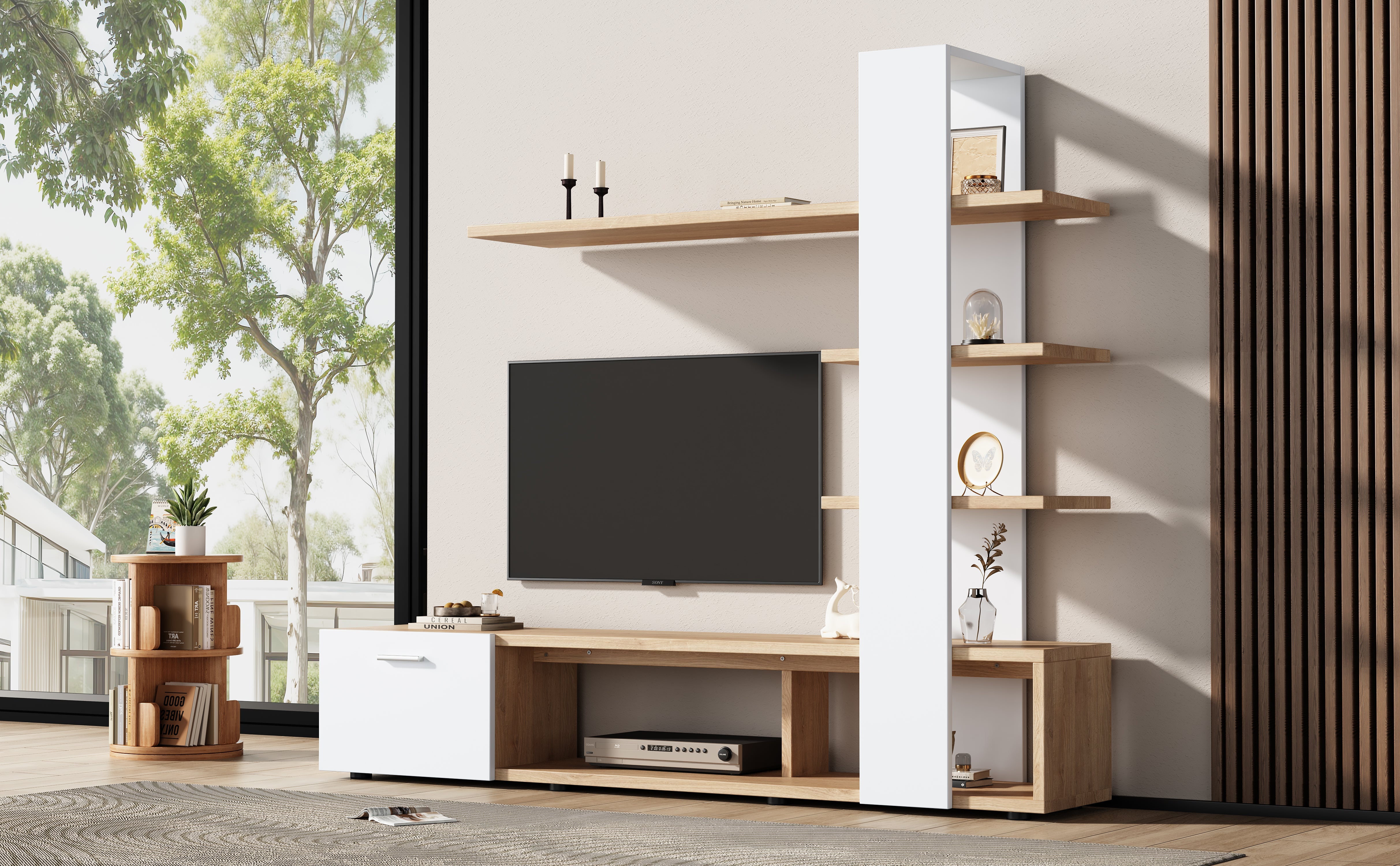Logidon Home TV wandmeubel eiken wit 180x33,5x151,5 cm