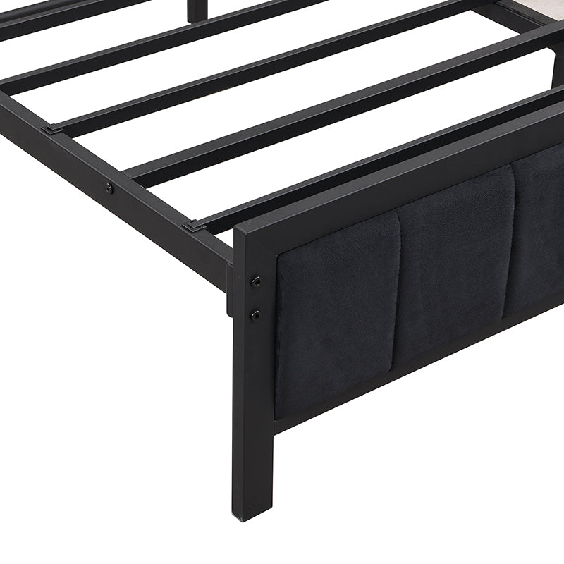 Logidon metalen bed 140x200 met opbergruimte USB-poorten zwart walnoot
