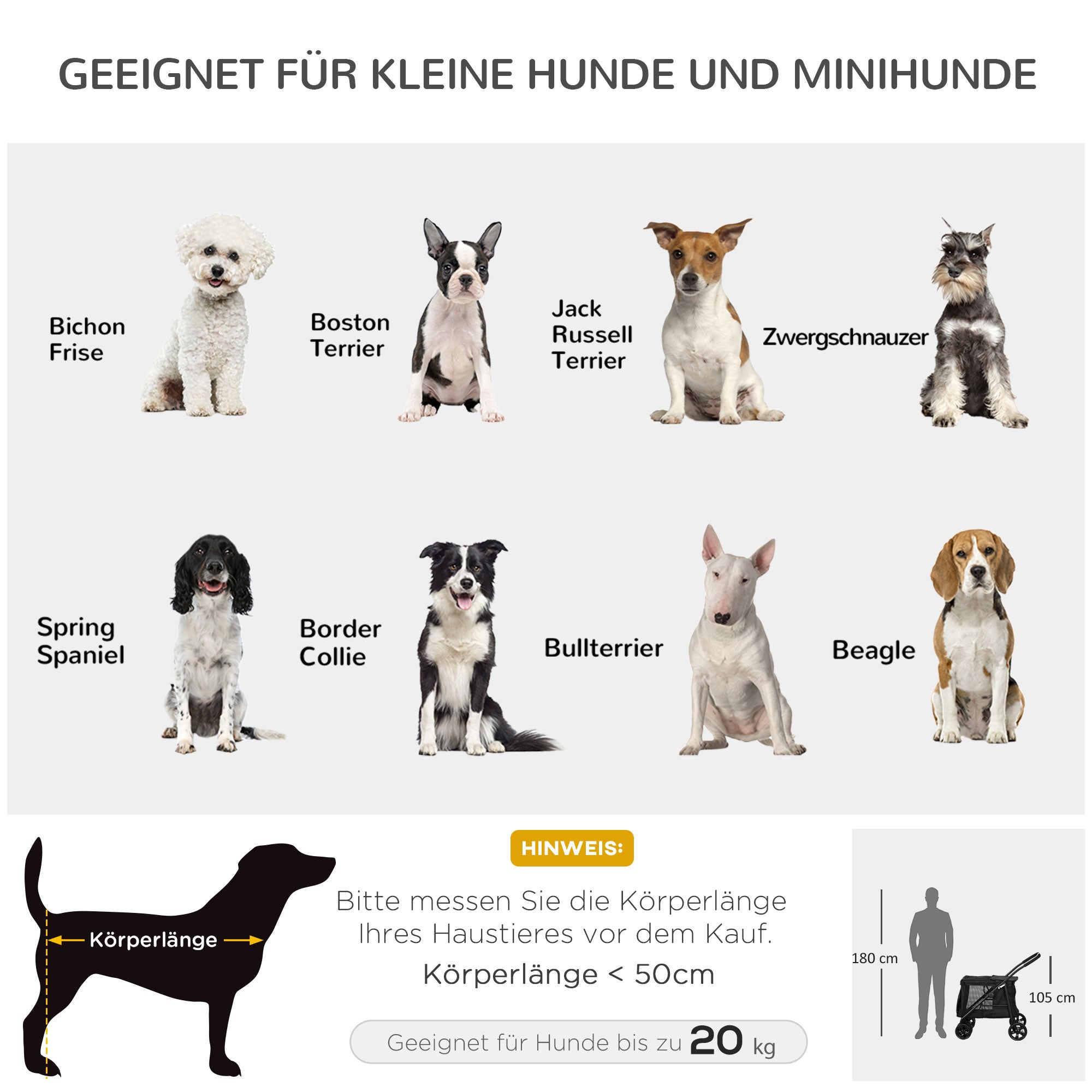 Logidon hondenbuggy opvouwbaar zwart tot 20 kg gaasraam
