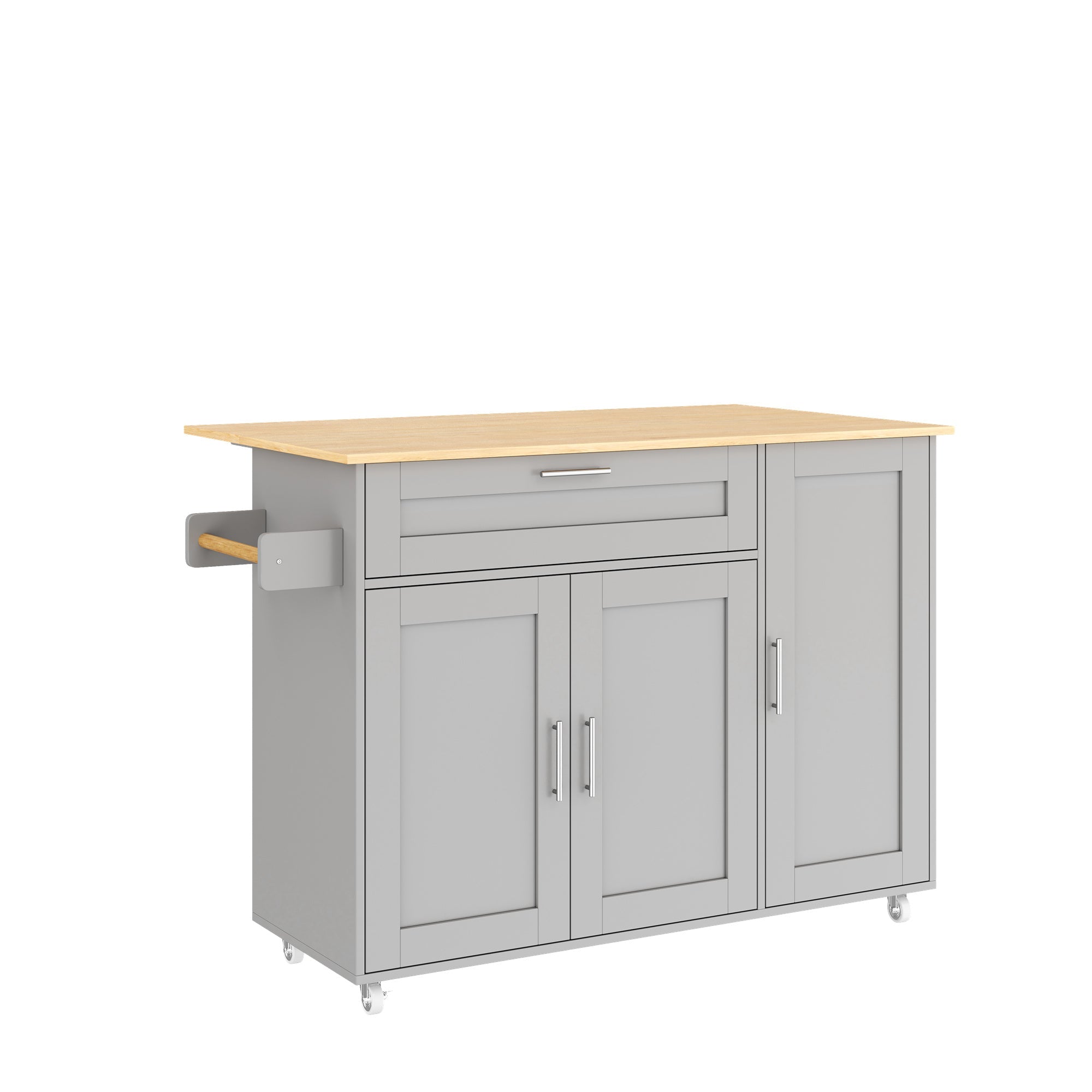 Logidon mobile kitchen table with folding top oak grain
