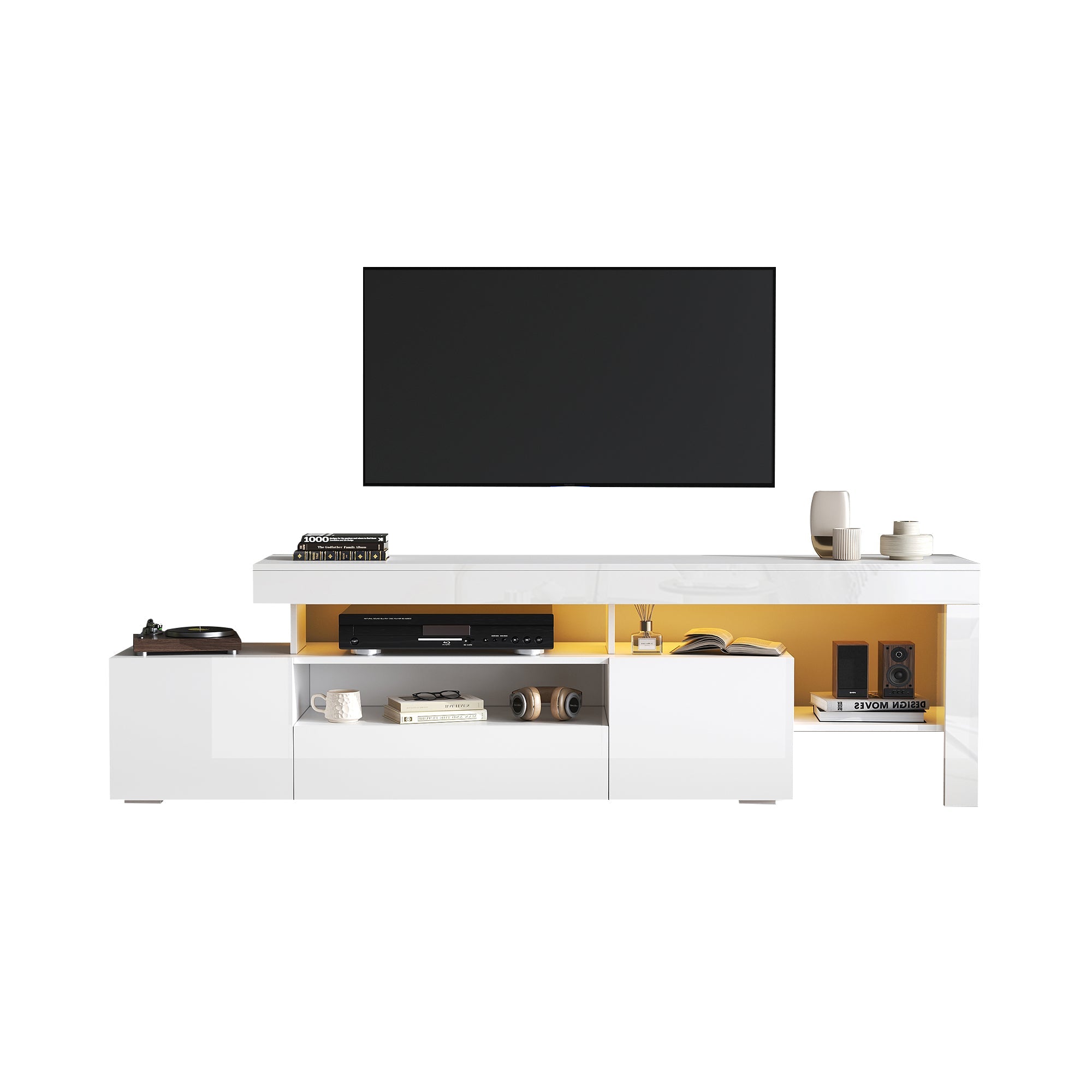 Logidon TV-meubel 192 x 37 x 53 cm witte hoogglans LED-verlichting