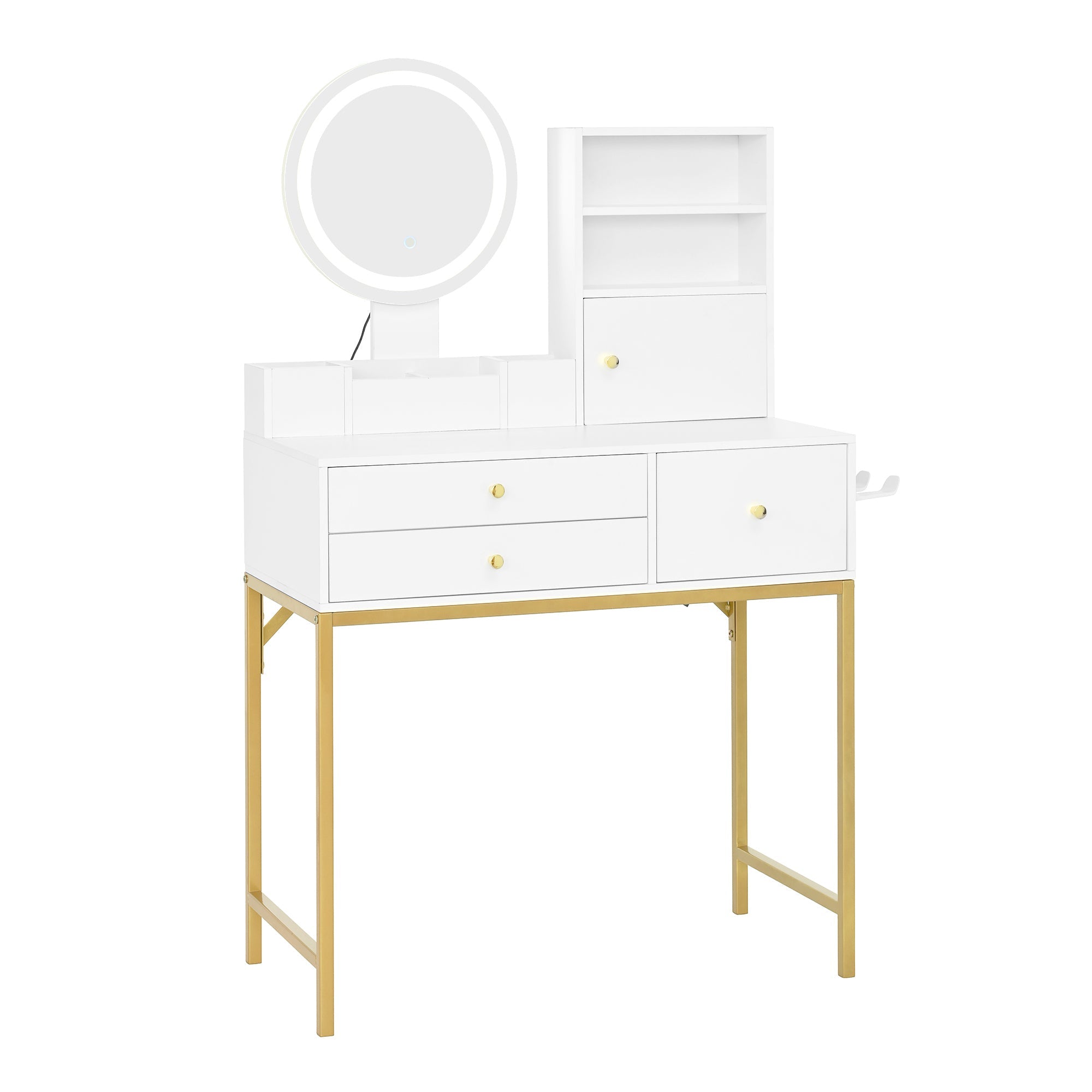 Logidon kaptafel met dimbare LED verlichting wit 80x40x134 cm