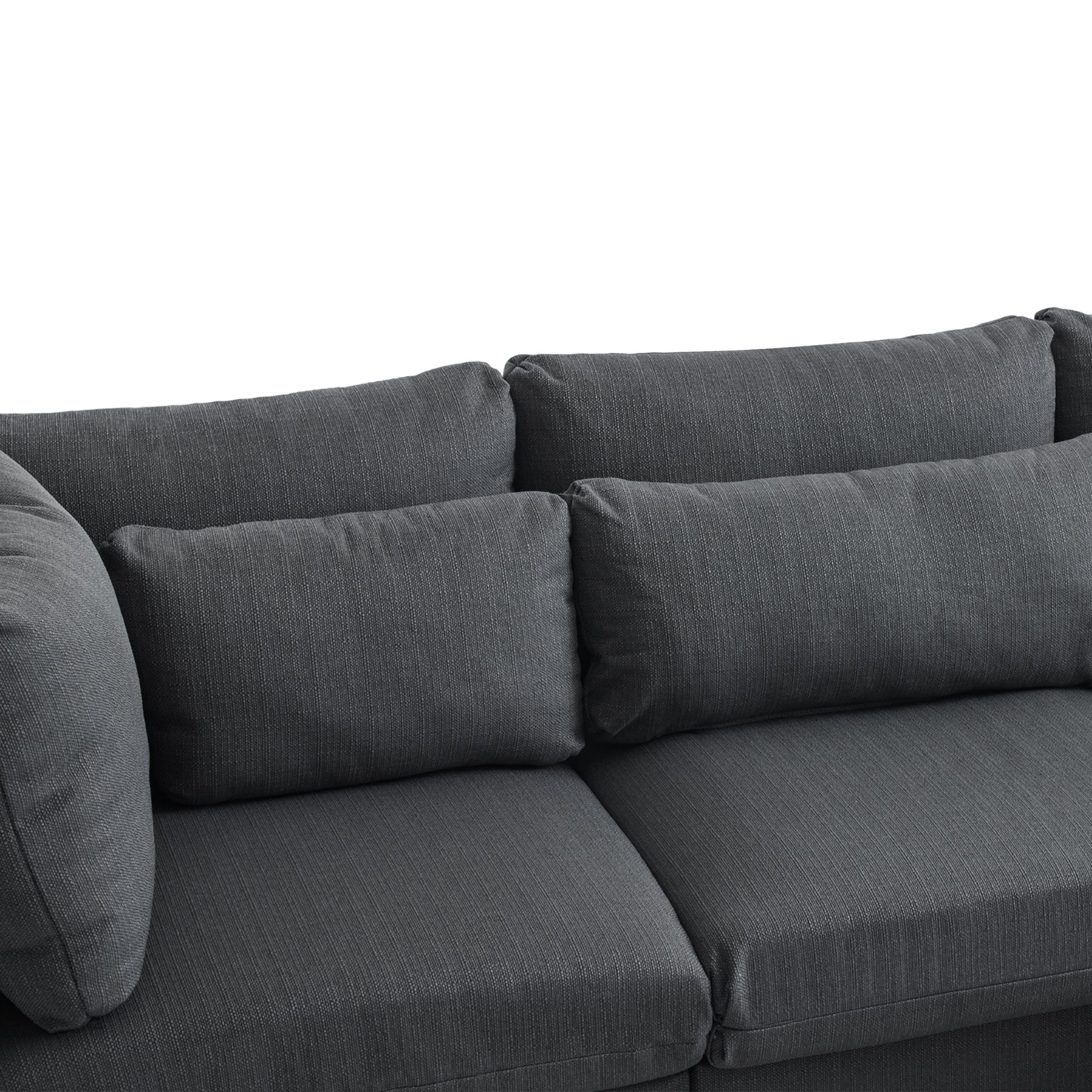 Logidon Modern Design Bank Hoekbank met Voetenbank Grijs 220 cm