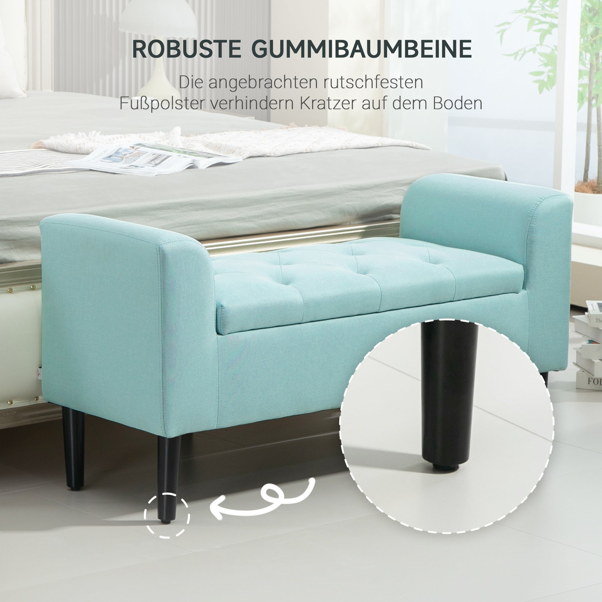 Logidon bank met opbergruimte linnenlook groen 116x44x58 cm
