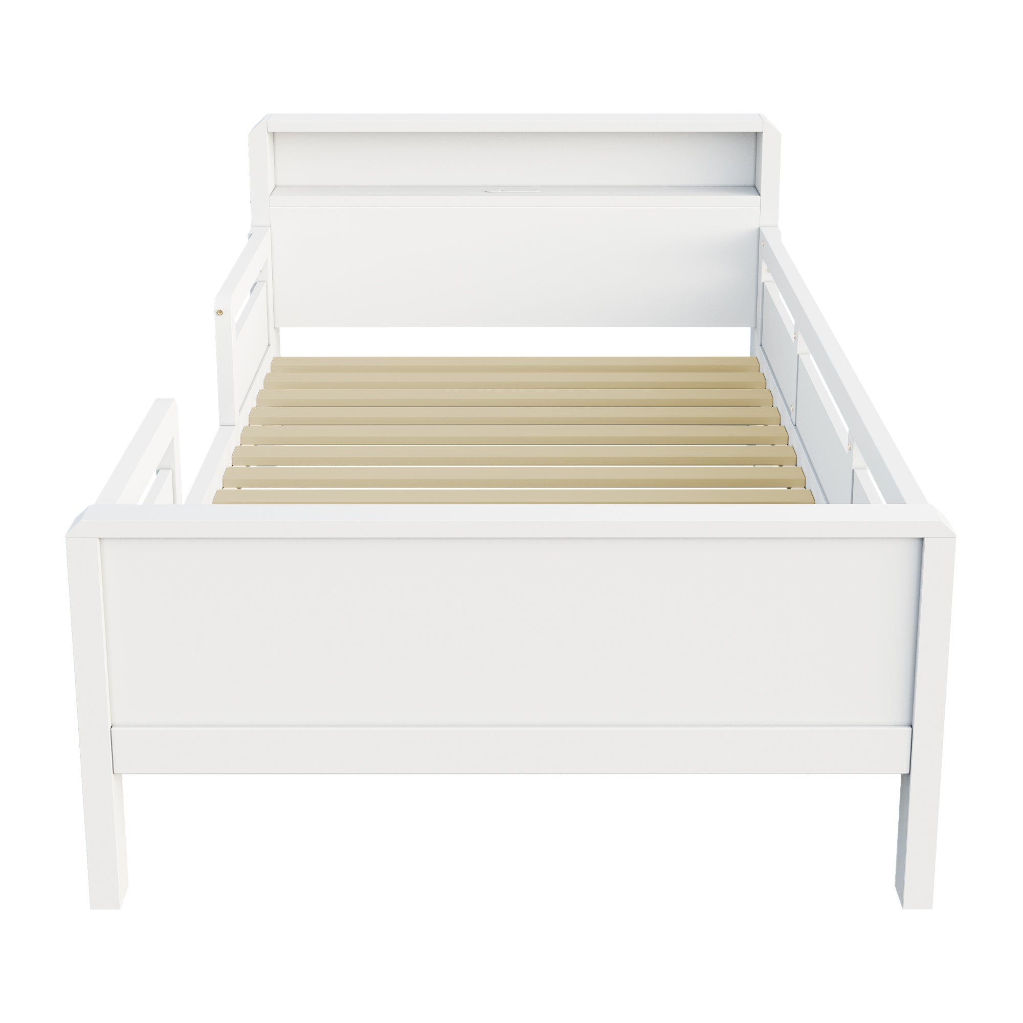 Logidon houten bed 90x200 cm USB C oplaadpunt LED hoofdbordplank wit