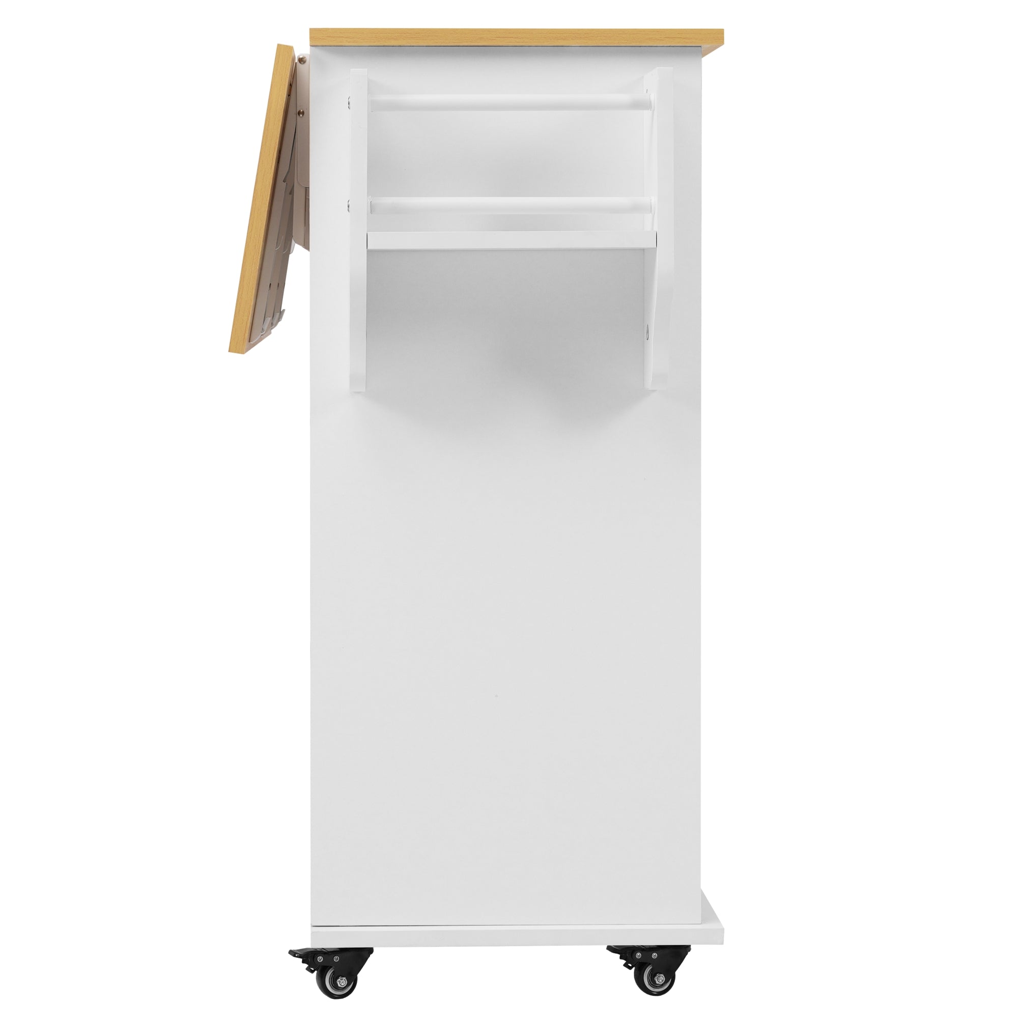 Logidon Dining Room Trolley Sideboard with Folding Table White/Natural Wood