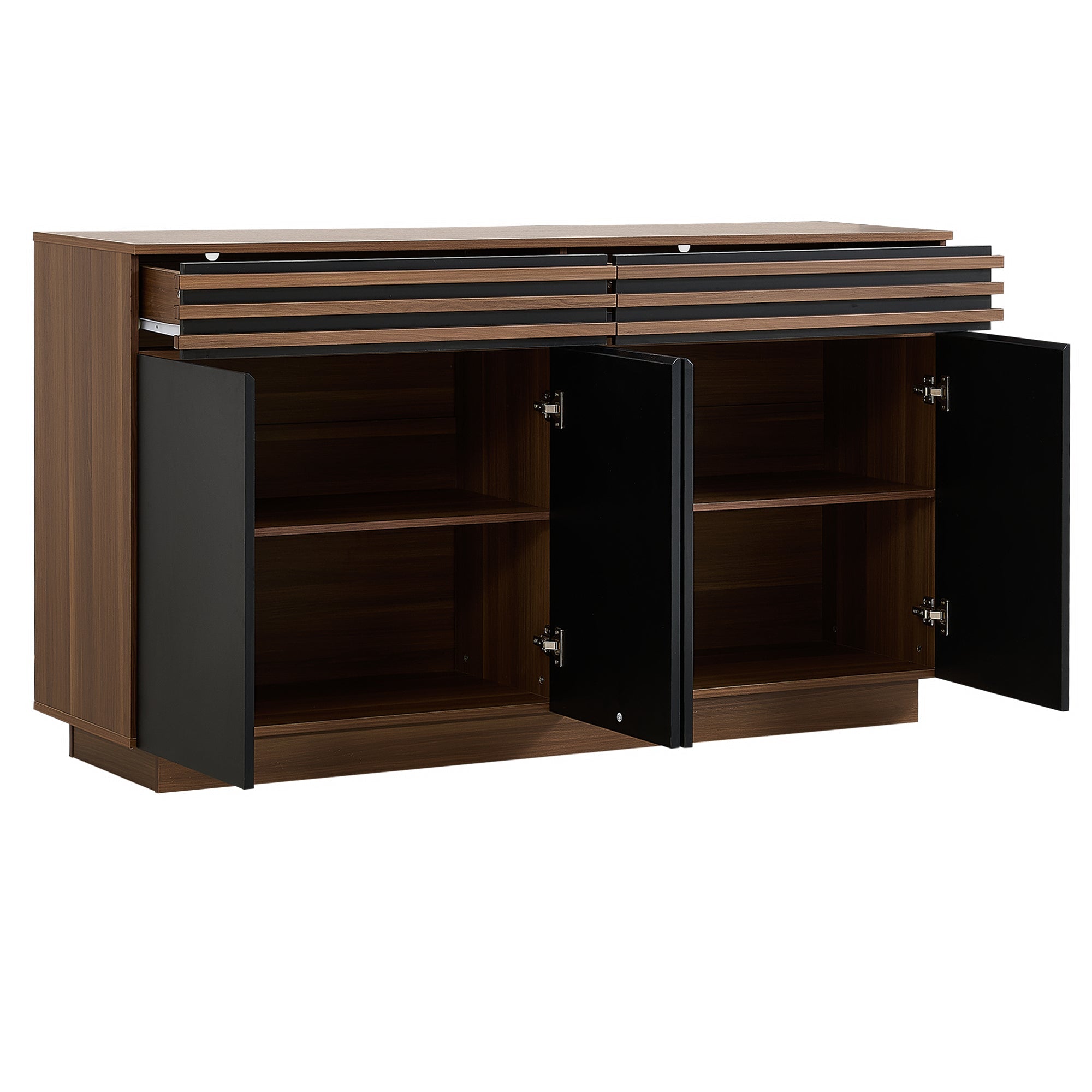 Logidon Modern dressoir 150 x 40 x 85 cm houtlook zwarte deuren