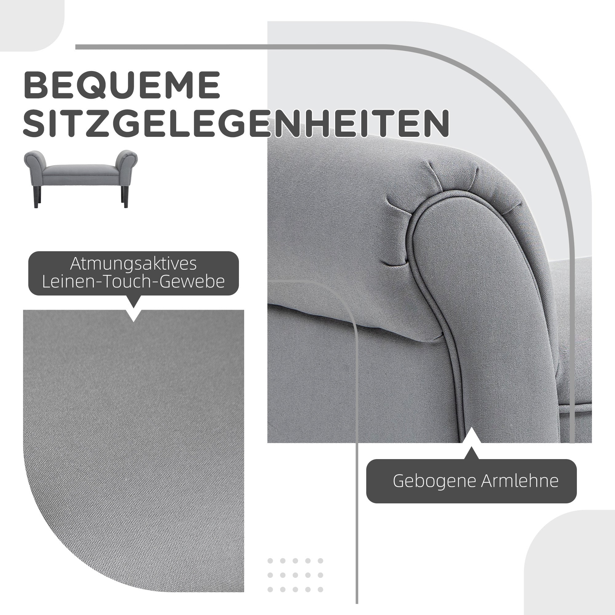 Logidon bank donkergrijs met houten poten 102 x 36 x 51 cm tot 130 kg