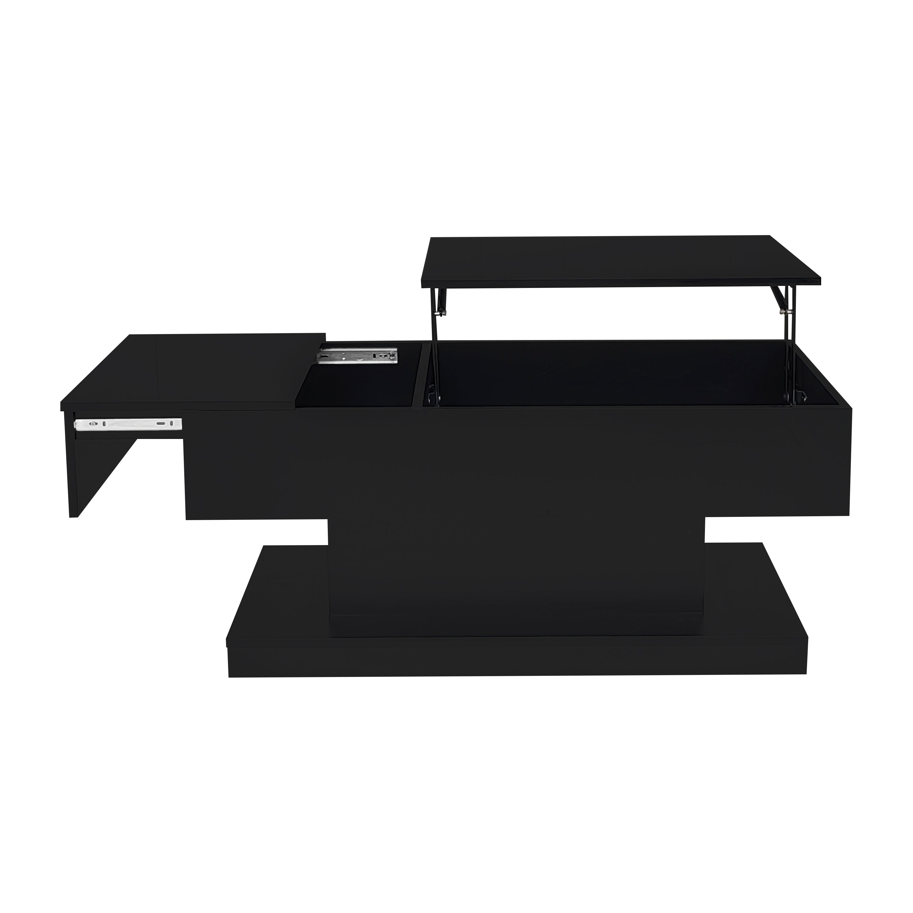 Logidon hoogglans liftsalontafel zwart 100x50x45 cm LED-verlichting