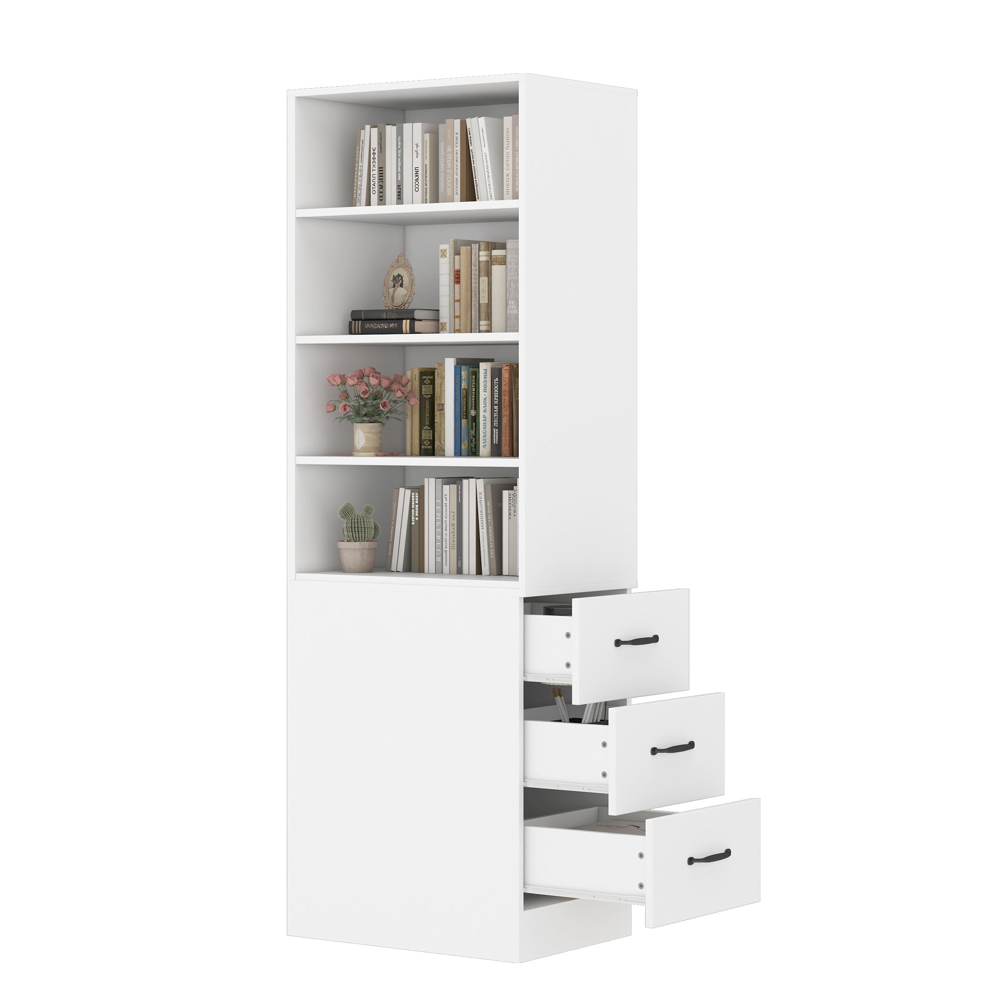 Logidon 180 cm smalle boekenkast wit met zijladen