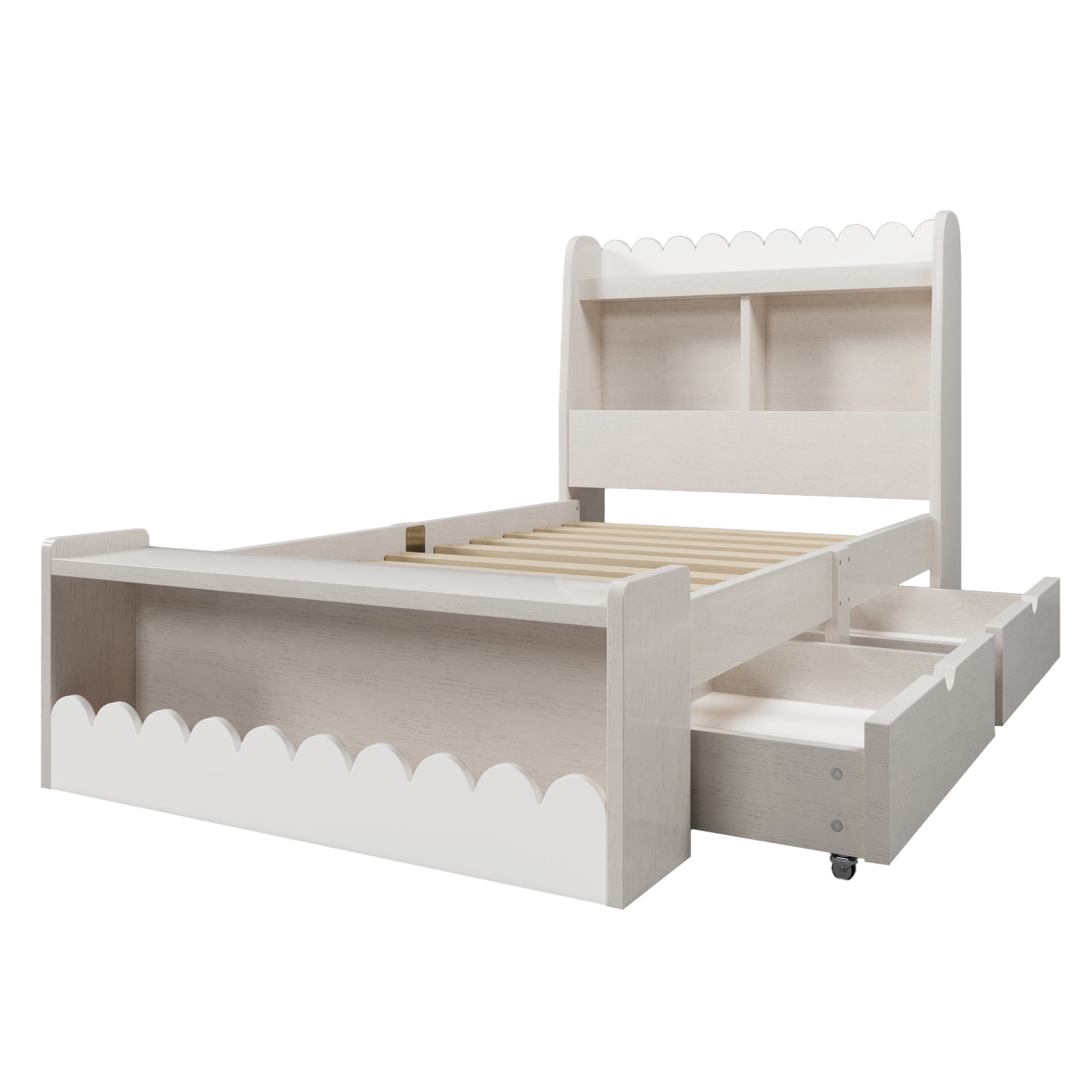 Logidon kinderbed 90x200 wit eiken opberglades