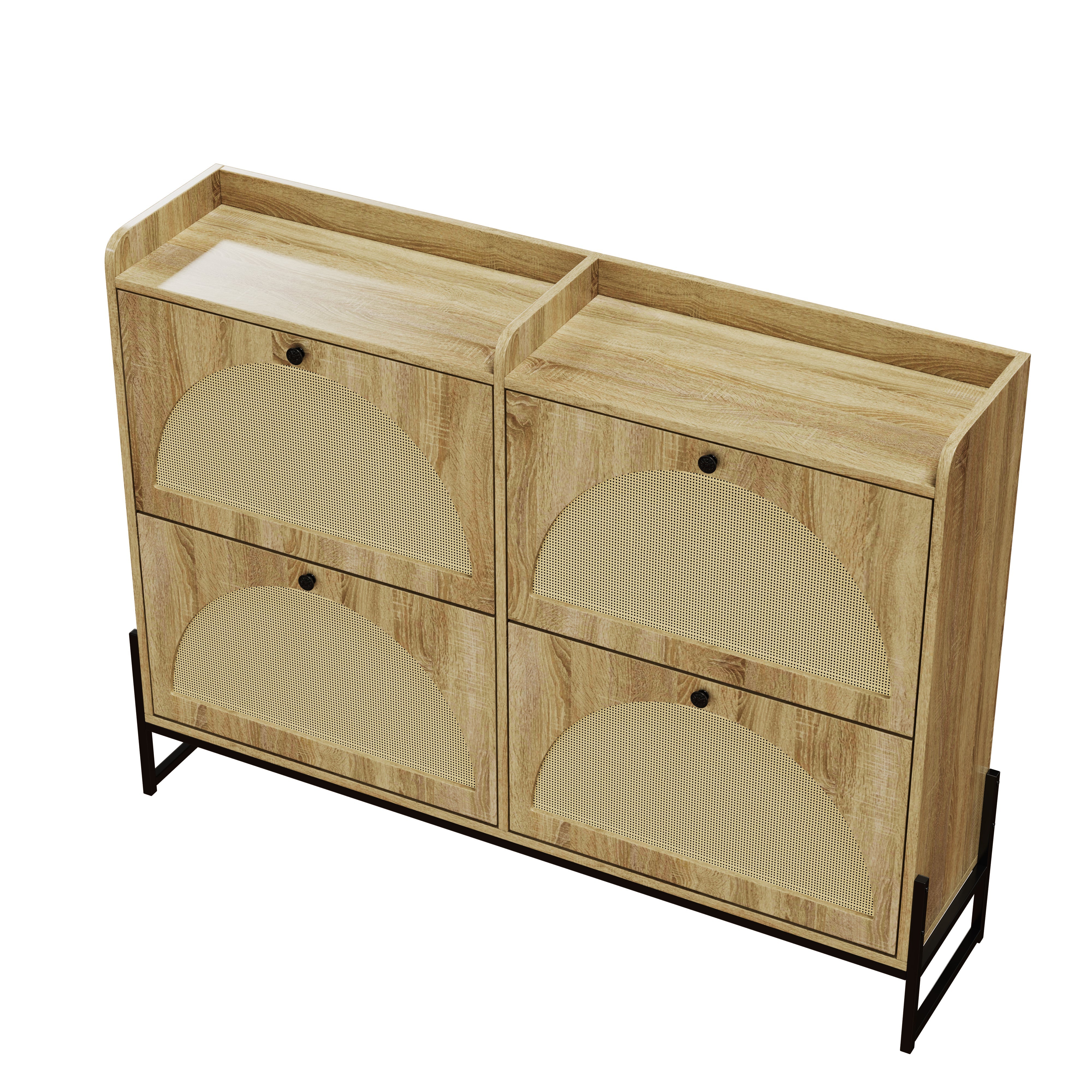 Logidon shoe cabinet narrow 4 flaps natural color 118 cm