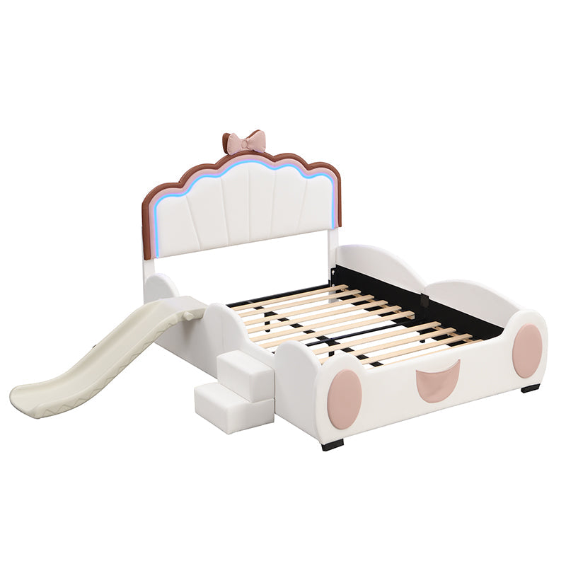 Logidon 90x200 cm Butterfly Bed With LED Color Changing Pink White