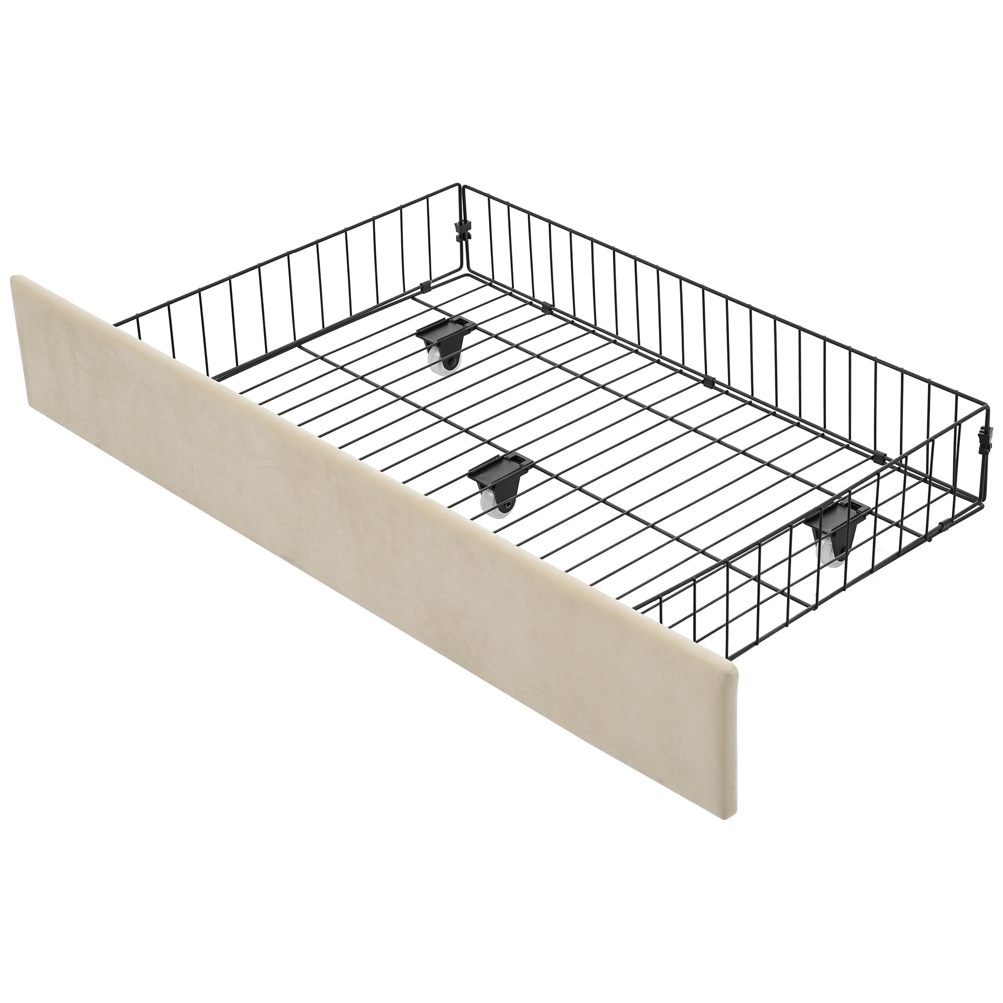 Logidon gestoffeerde slaapbank 90x200 beige USB-oplaadfunctie 2 compartimenten