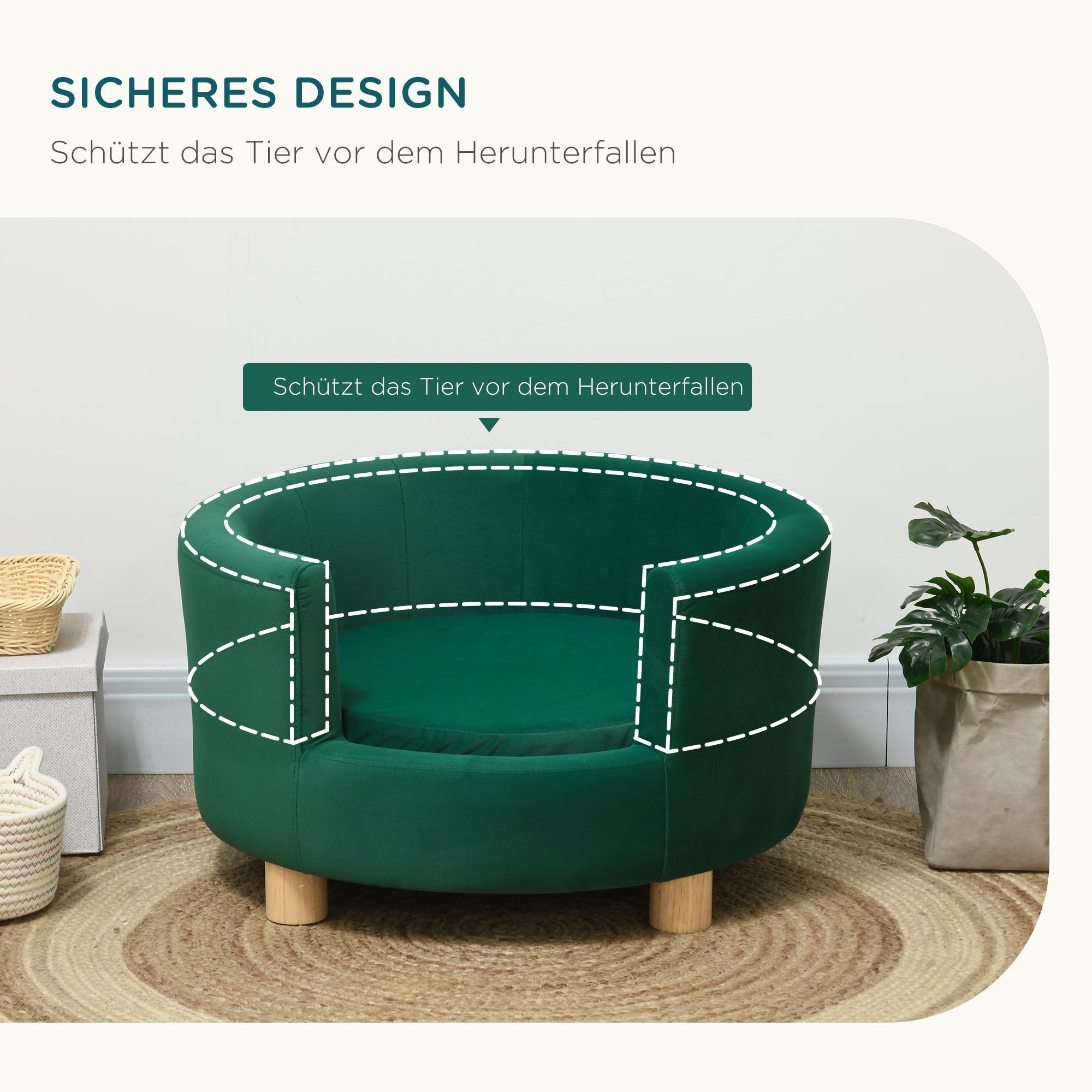 Logidon PawHut Hondenmand Elegante Hondensofa 65x64x37 cm Groen