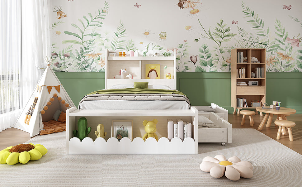 Logidon kinderbed 90x200 wit eiken opberglades