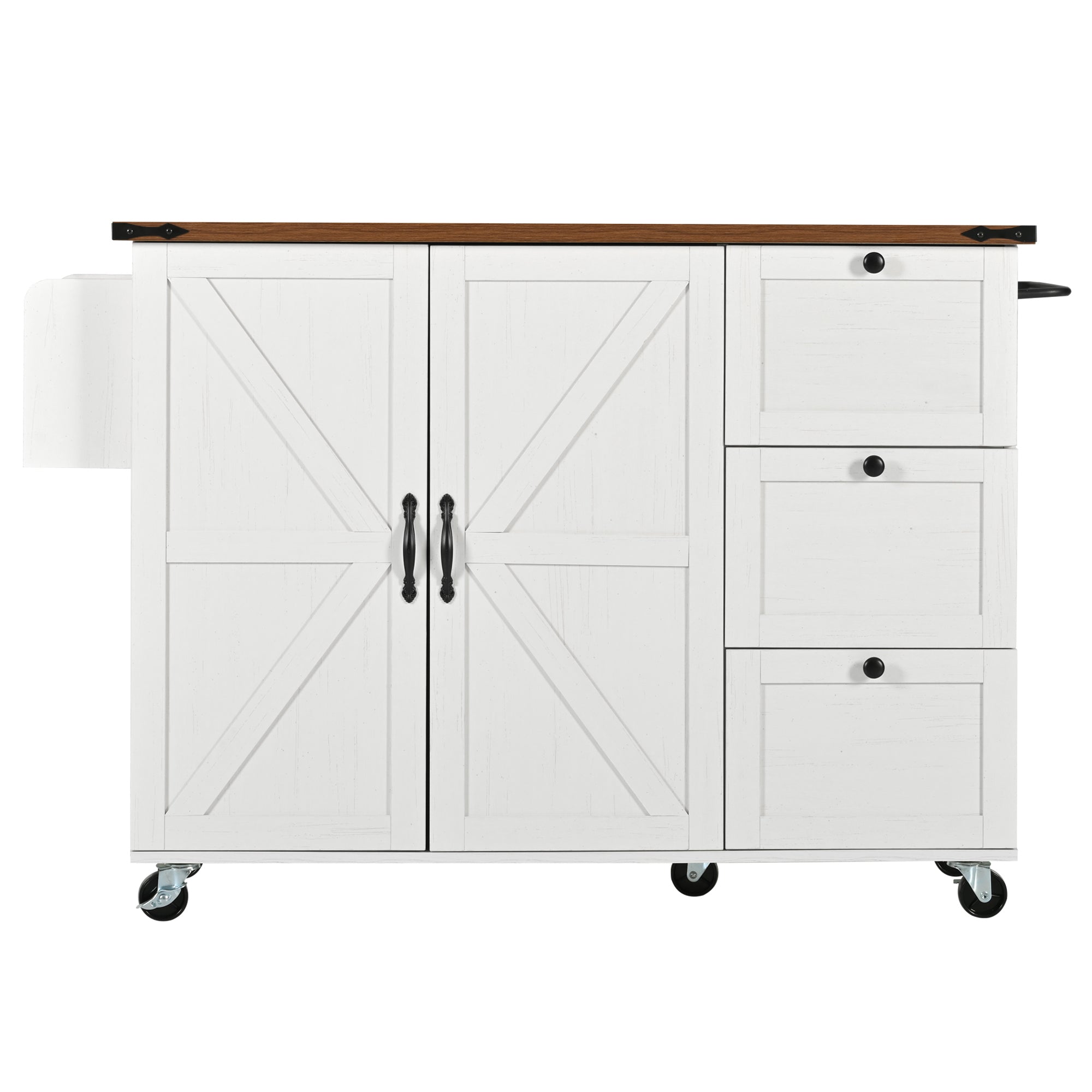 Logidon kitchen island with extendable worktop beige MDF 140 x 45 cm