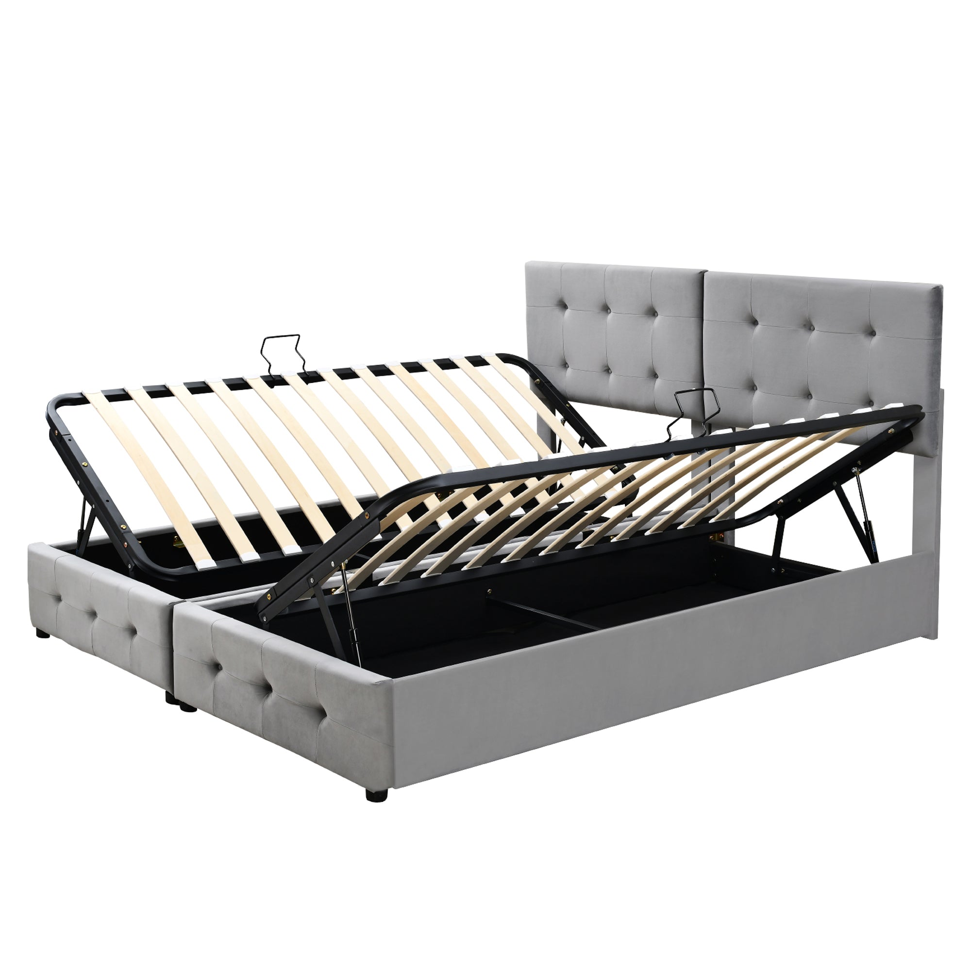 Logidon gestoffeerd bed 180x200 cm grijs hydraulische opbergruimte