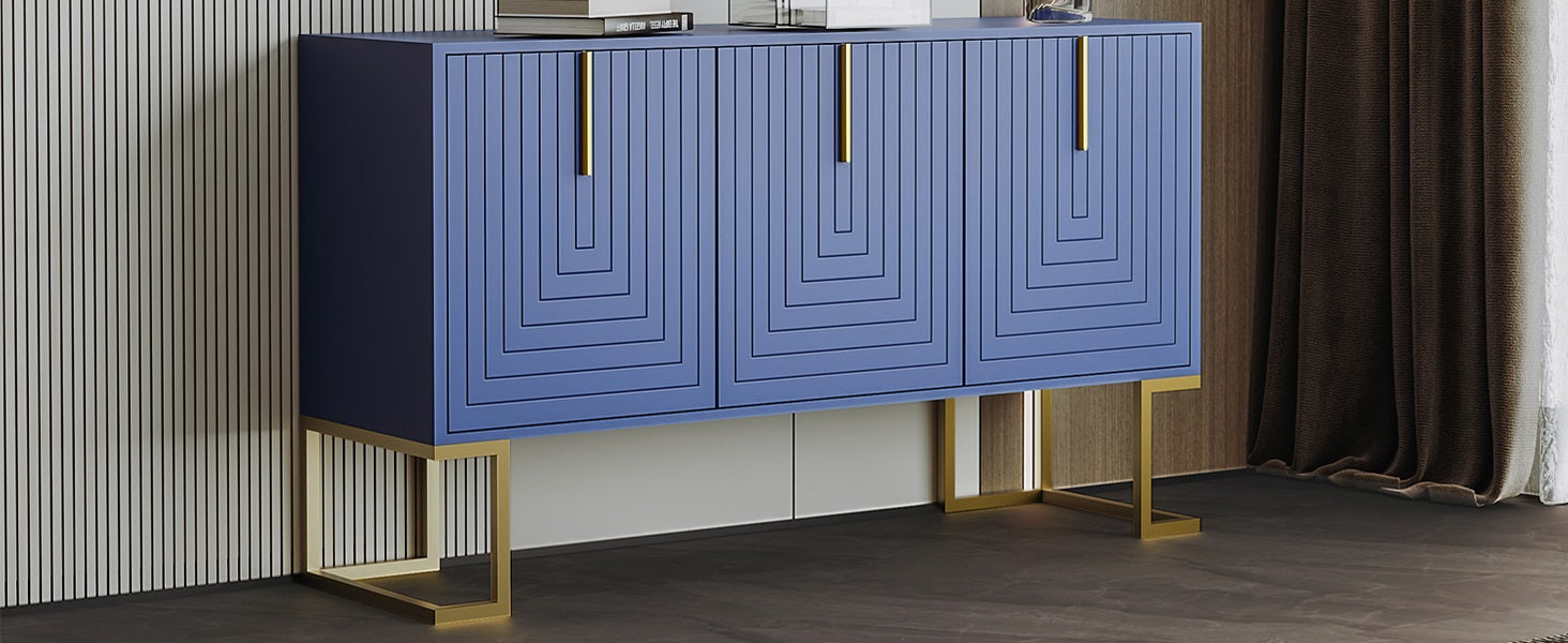 Logidon marineblauw dressoir met 3 deuren en verstelbare planken