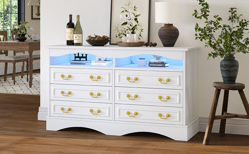 Logidon Dressoir 120x40x70 met LED-licht en halfopen opbergruimte Wit