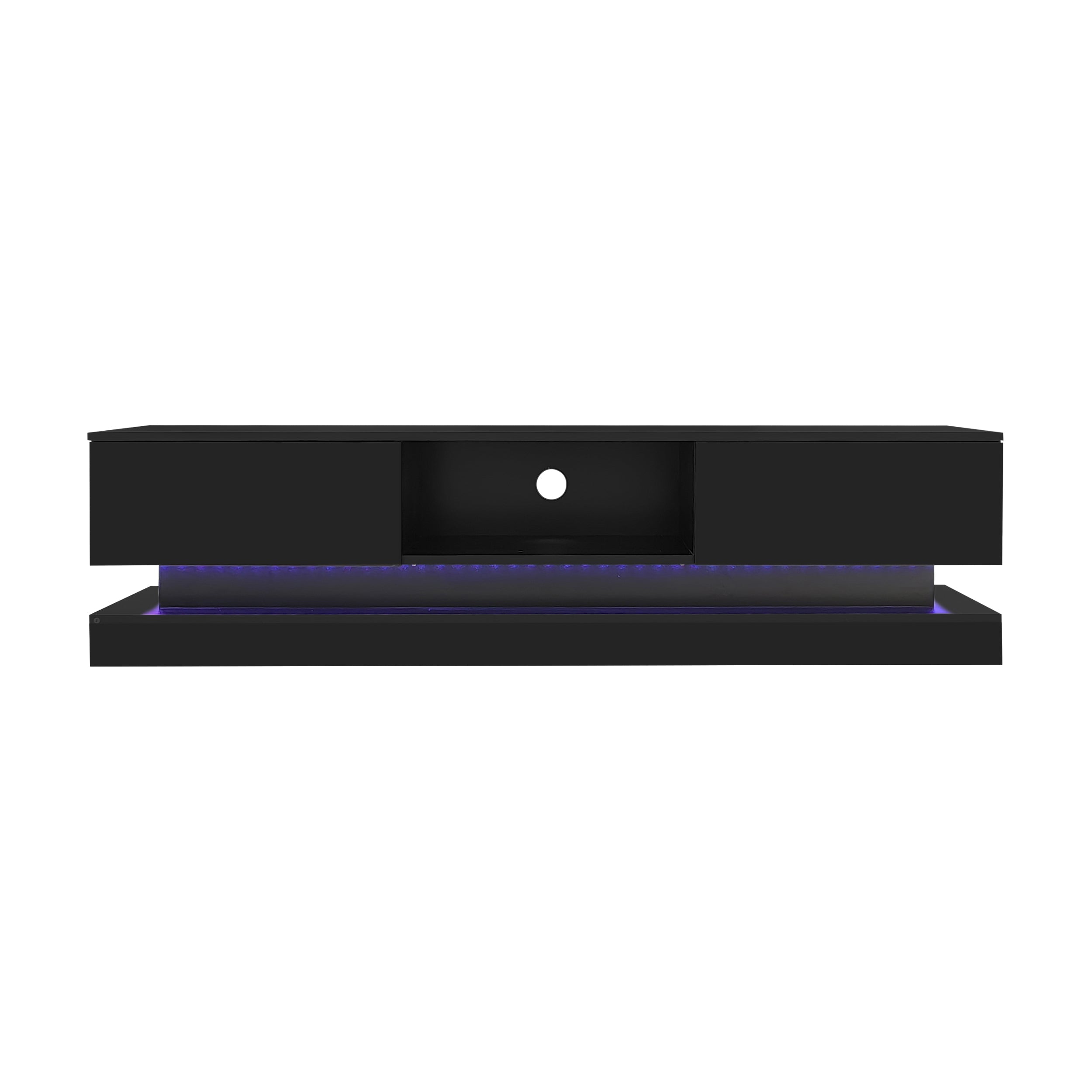Logidon Zwart Hoogglans TV-meubel 160 CM Met LED 2 Laden