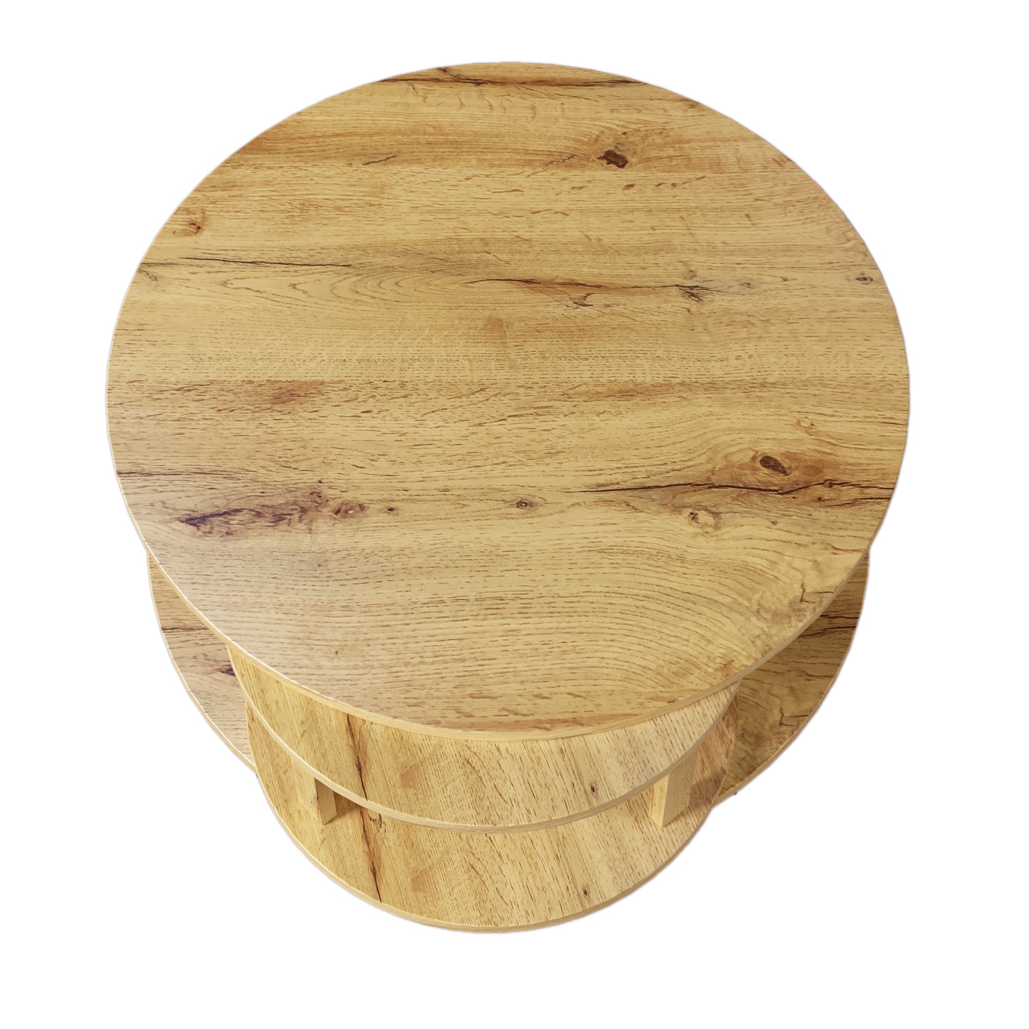 Logidon turntable with hidden shelf natural wood look 85x80x45 cm