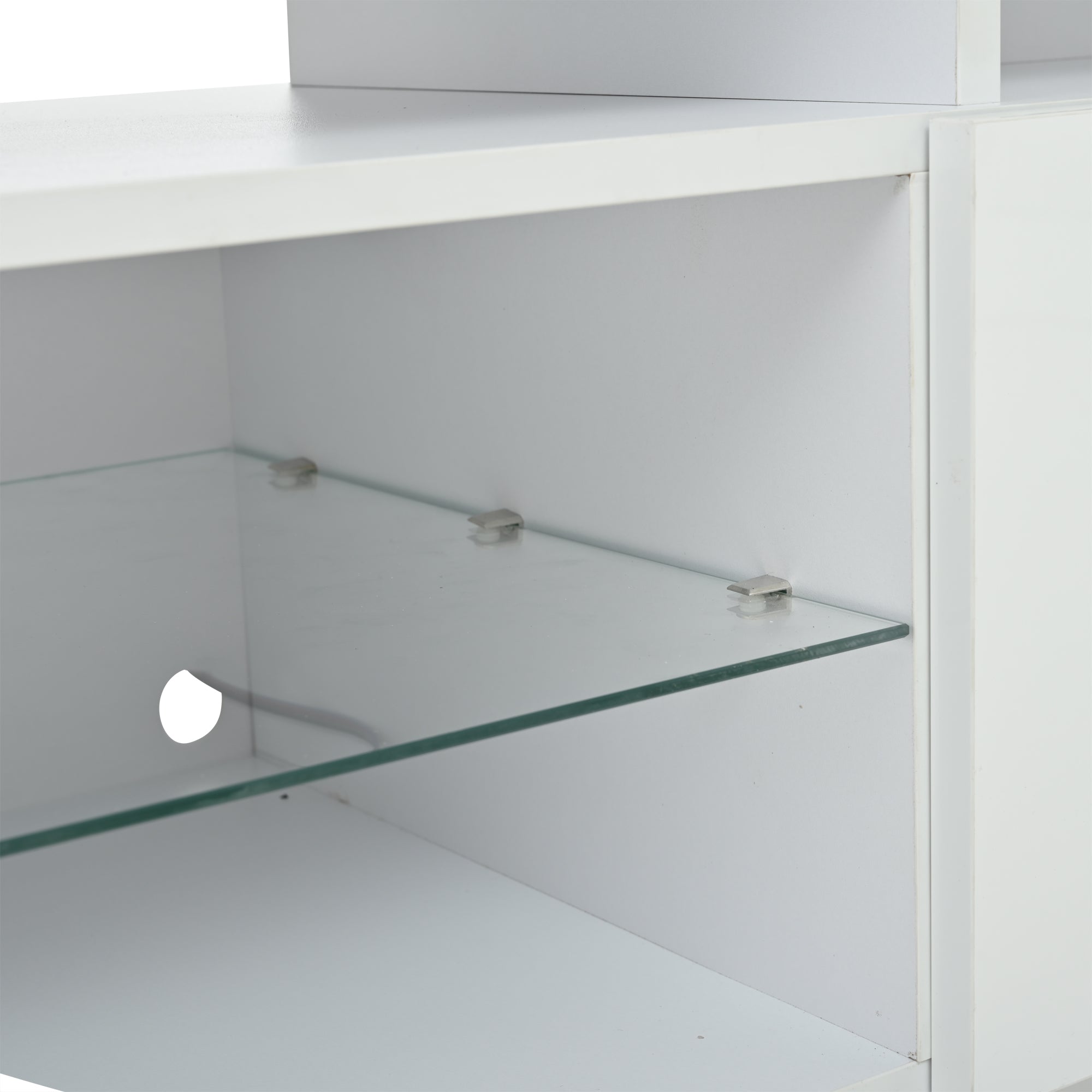 Logidon TV-meubel hoogglans wit 160 x 40 x 45 cm met LED lichtstrip glasplanken