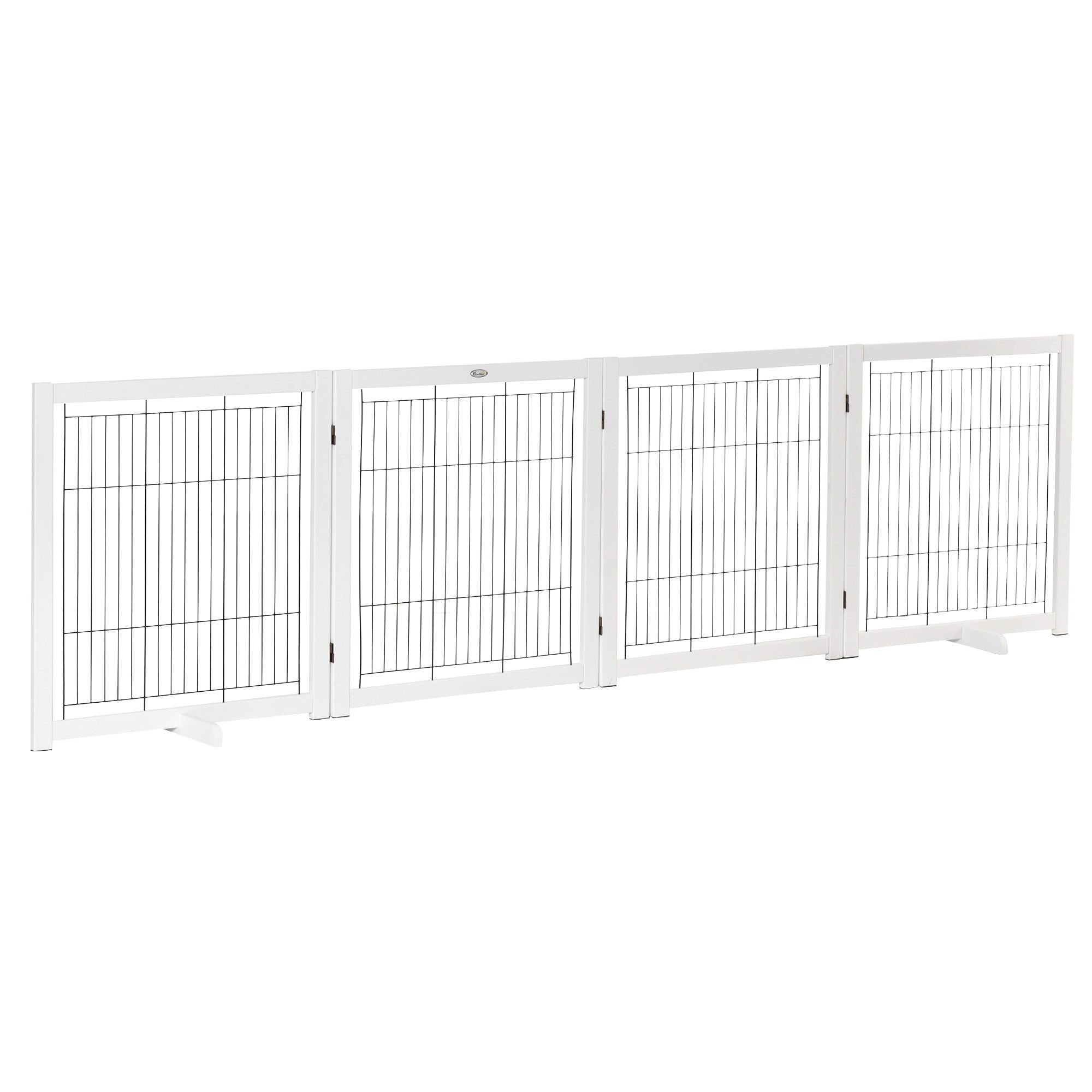 Logidon PawHut deurbescherming poort hout wit vierdelig 305 x 35,5 x 82 cm