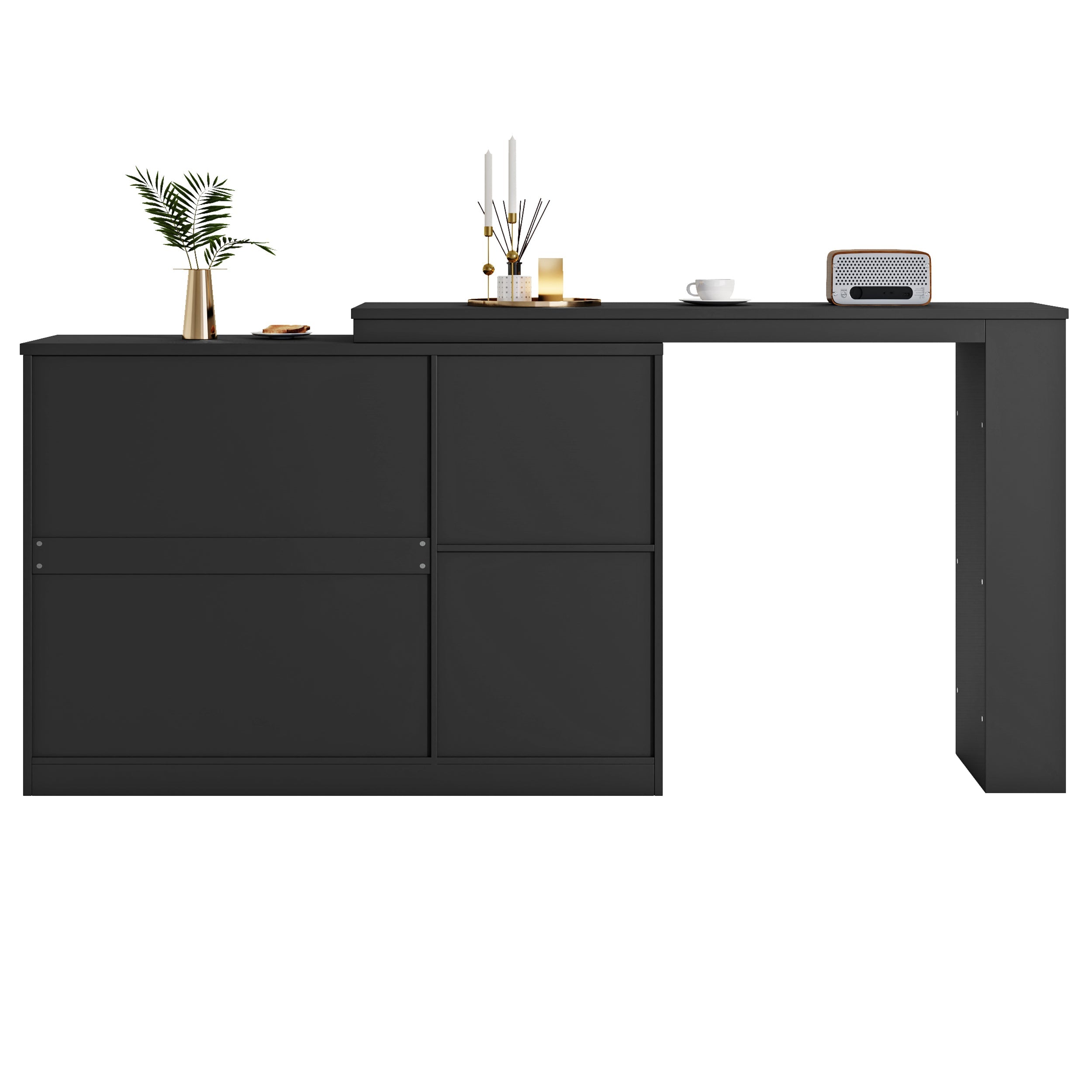 Logidon 360° Rotating Bar Table Black 120x40x97 cm Glass Doors