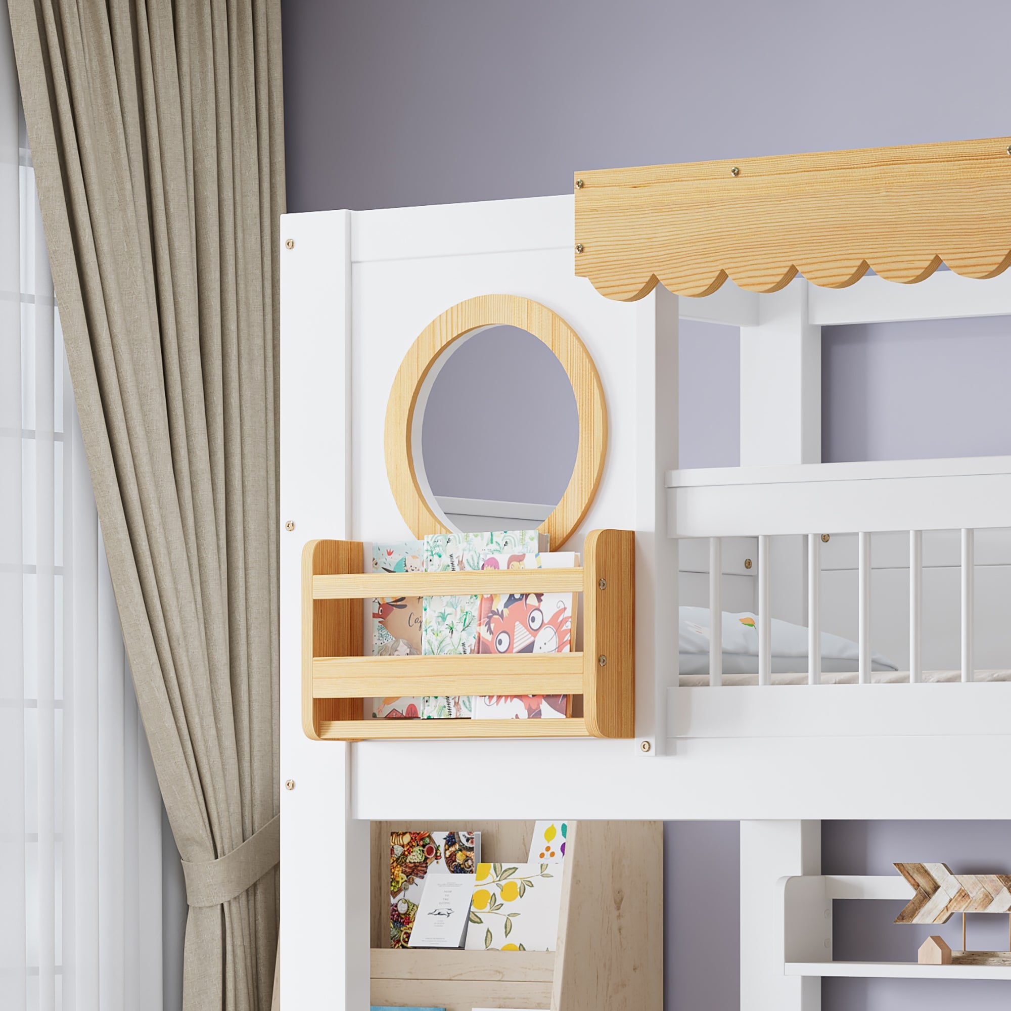 Logidon stapelbed 90x200 cm wit-naturel met trapkast