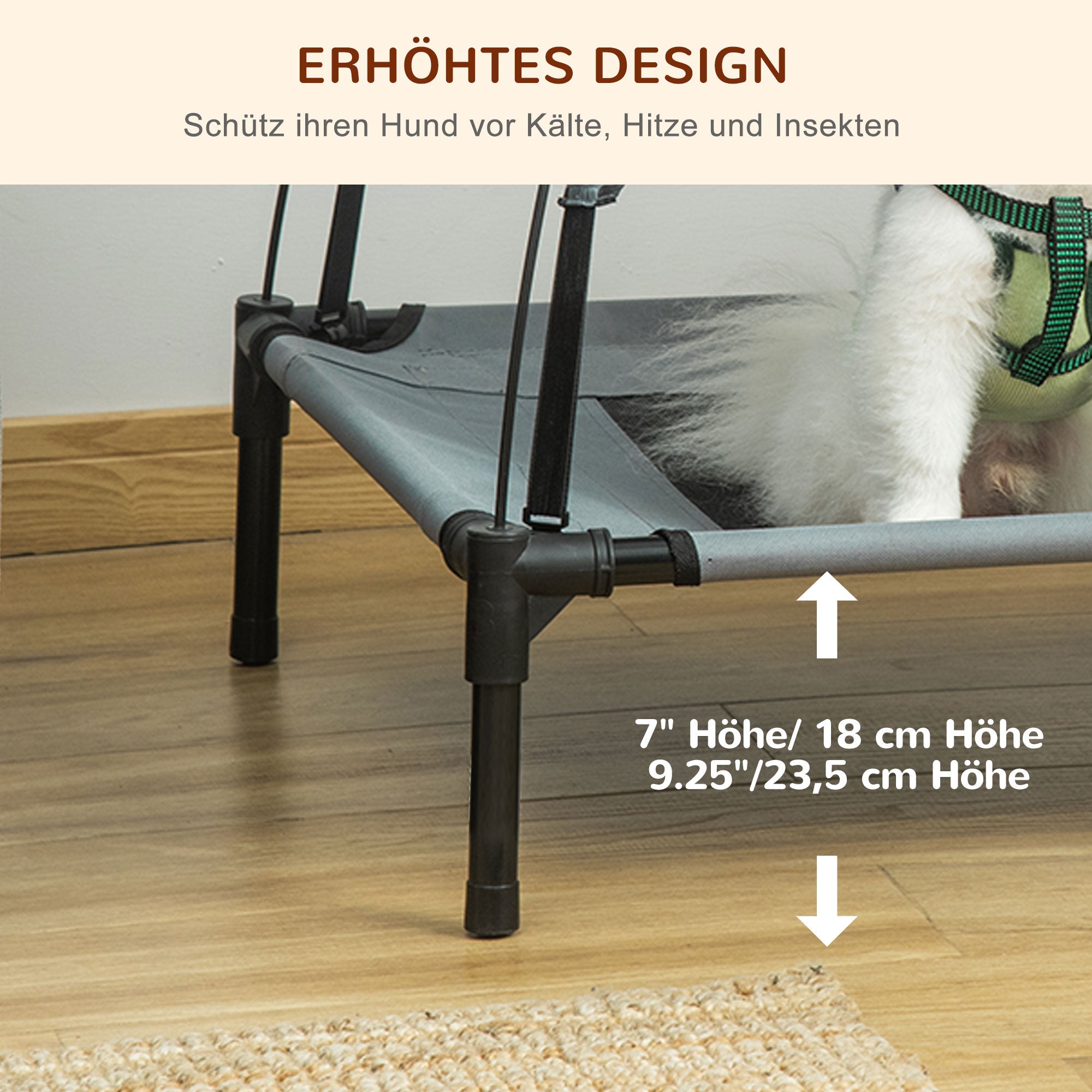 Logidon Hondenligstoel Outdoor Luifel Grijs 61x46x62 cm