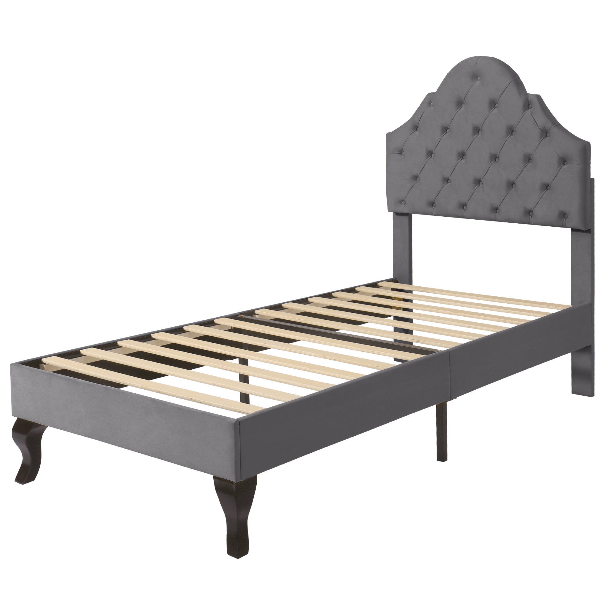 Logidon gestoffeerd bed 90x200 grijs fluweel met in hoogte verstelbaar hoofdbord
