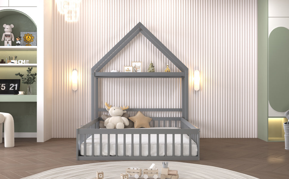 Logidon Kinderbed 140x200 Grijs met opbergruimte en deuren