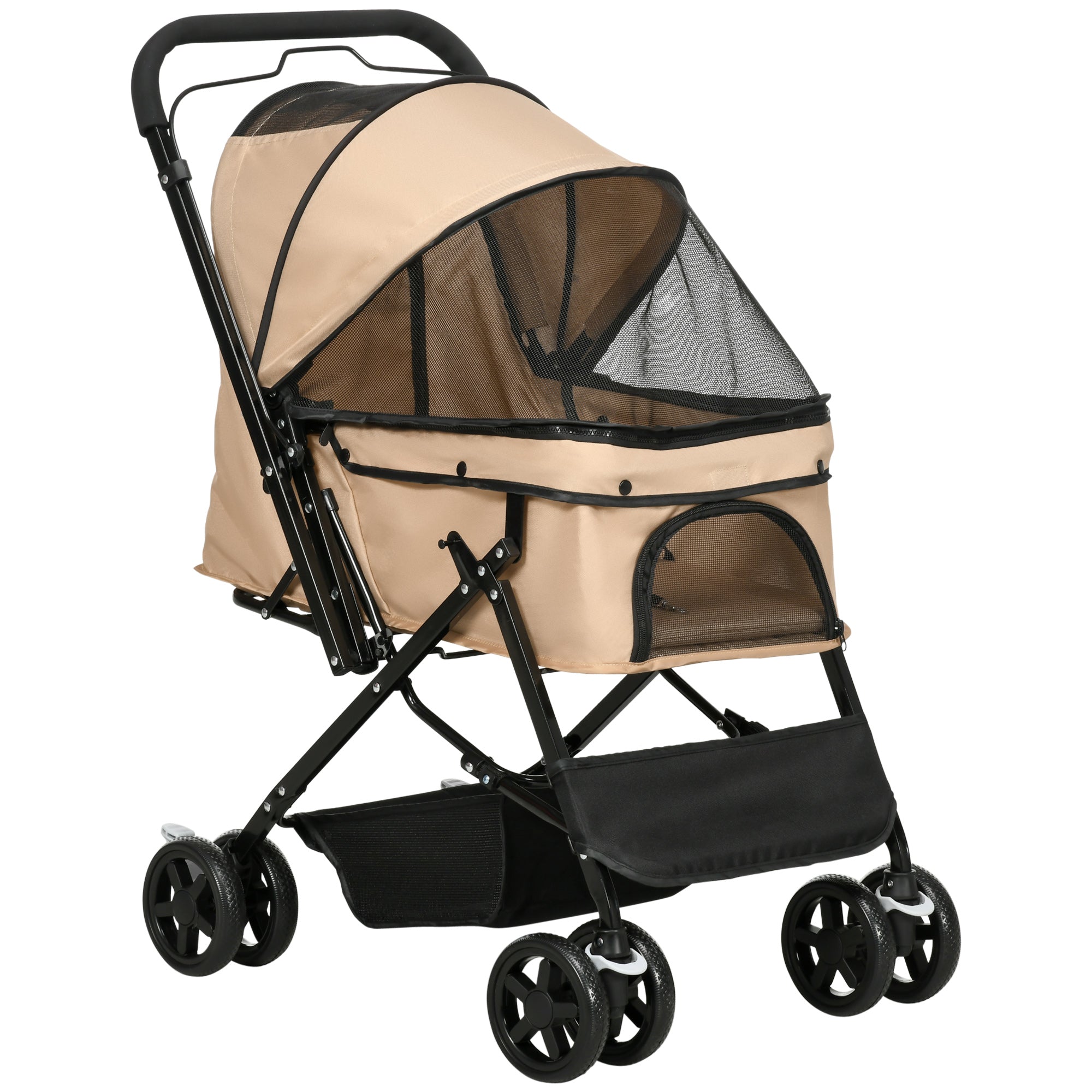 Logidon hondenbuggy lichtbruin 76,5 cm x 52 cm x 95 cm voor kleine honden