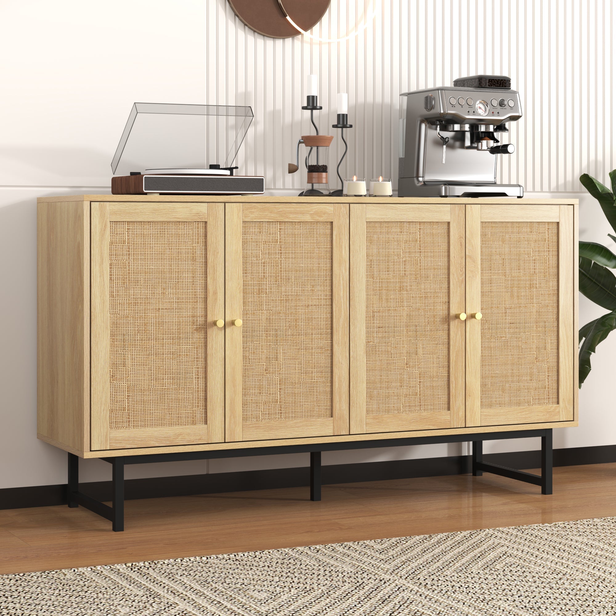 Logidon dressoir 140x39,5x80 cm met echt rattengaas 4 deuren