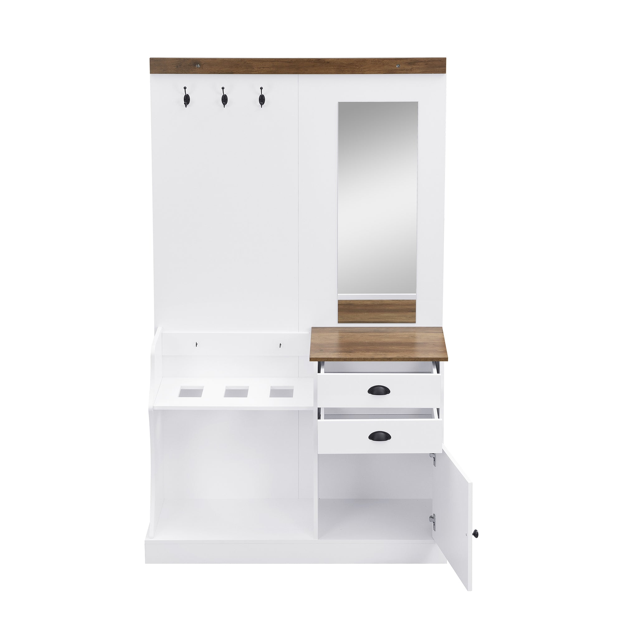 Logidon Kledingkastset Met Spiegel, Haken En Laden Wit 110x38x191 cm