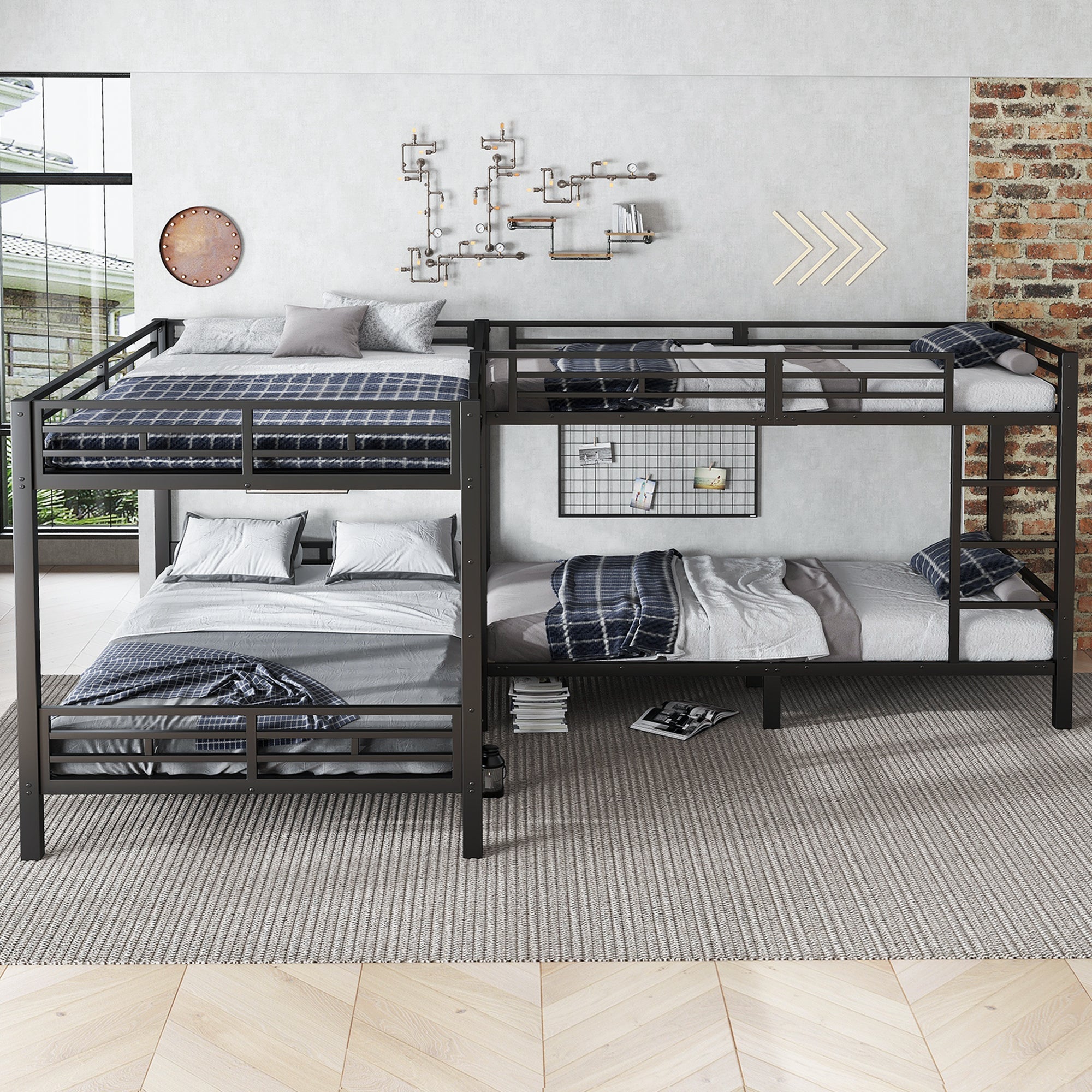 Logidon Stapelbed Metaal Zwart 90x200/140x200 Drietrapsladder
