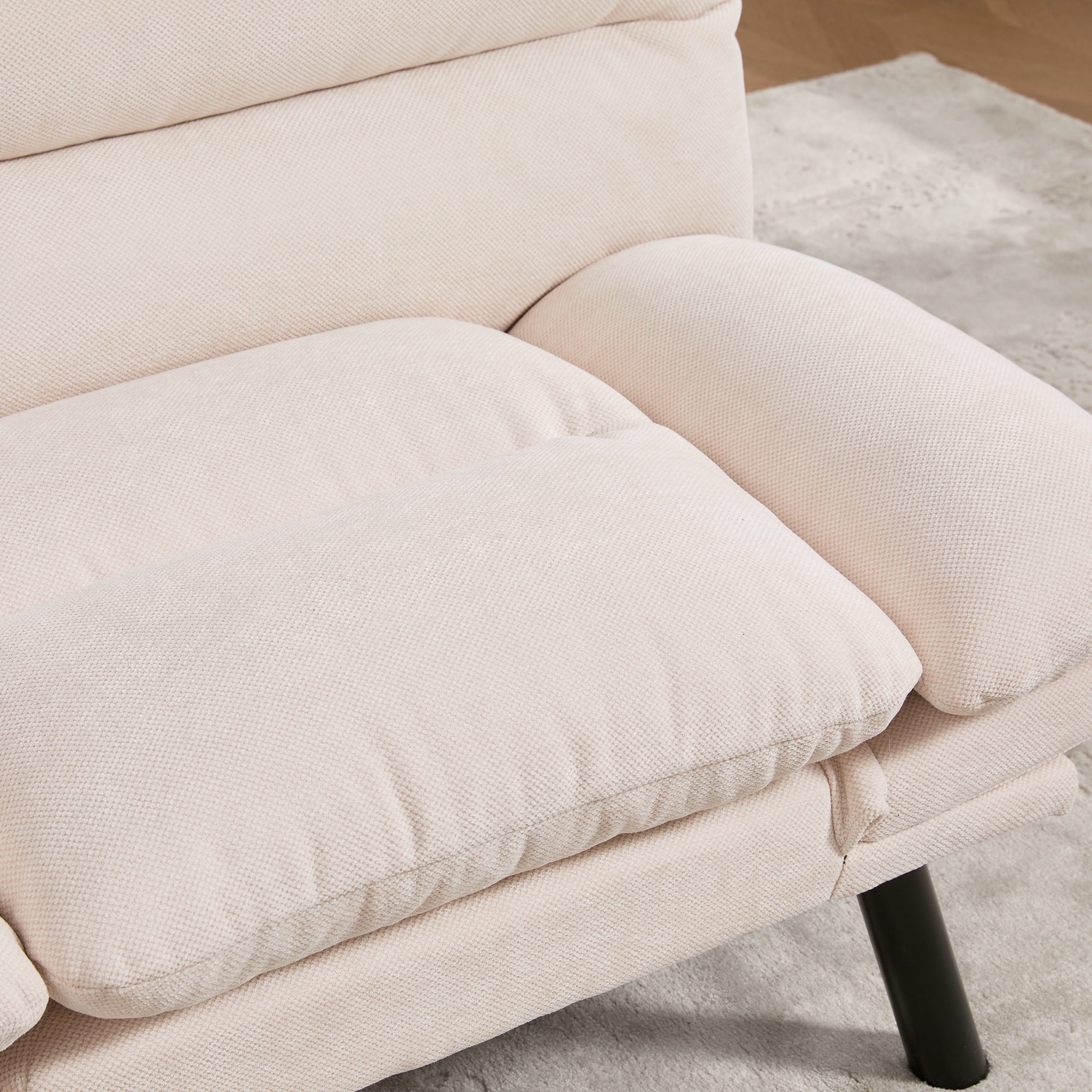 Logidon Moderne Tweezits Chenille Bank Beige Fluweel 165 x 90 x 76 cm
