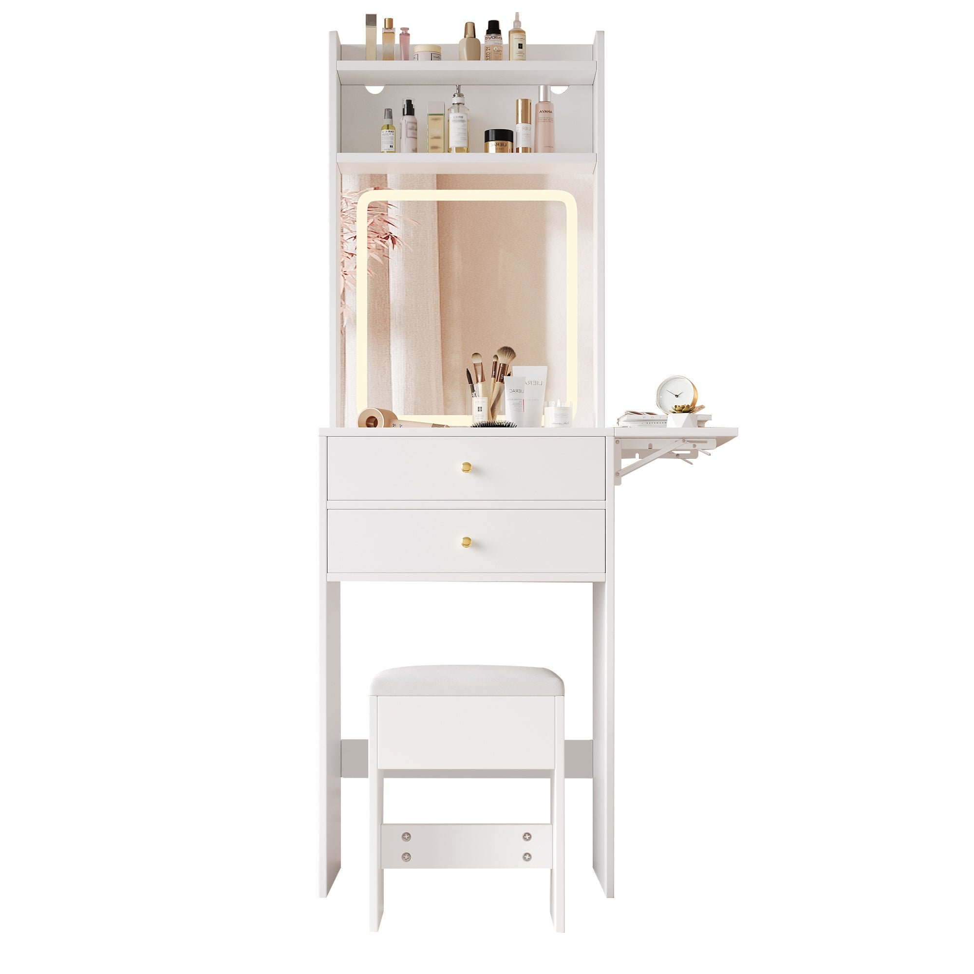Logidon Kaptafel Verstelbaar LED-verlichting Wit 75×156×45 cm