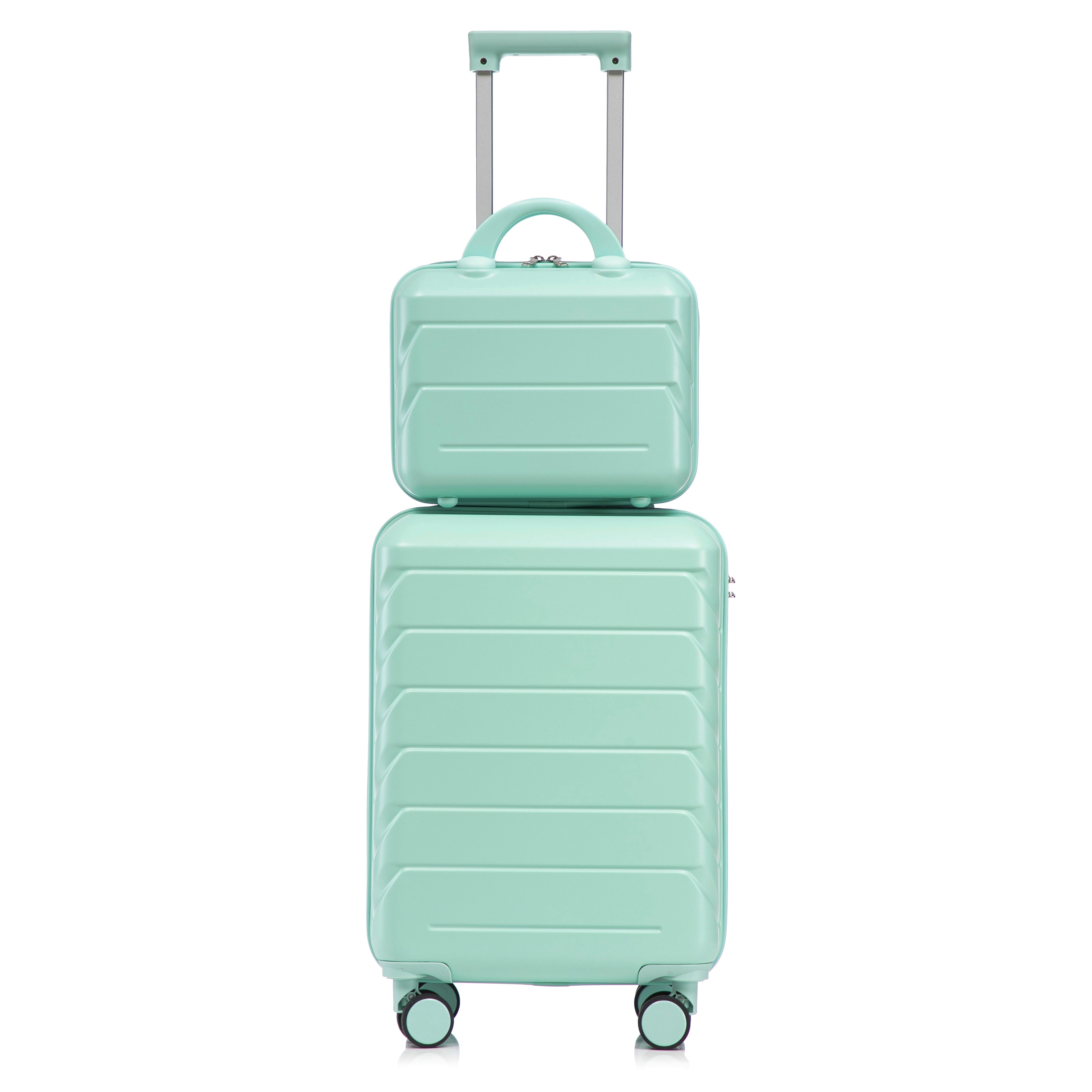 Logidon 14 en 19 inch ABS spinner kofferset mintgroen 2-delig